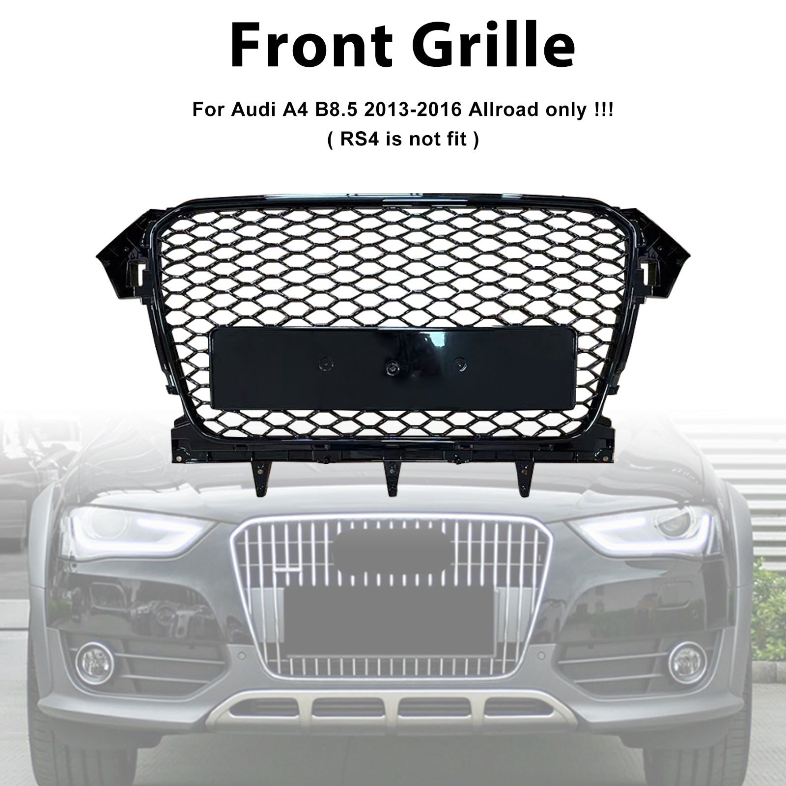 Grille de pare-chocs avant style RS4 pour Audi A4 B8.5 Allroad 2013-2016 uniquement