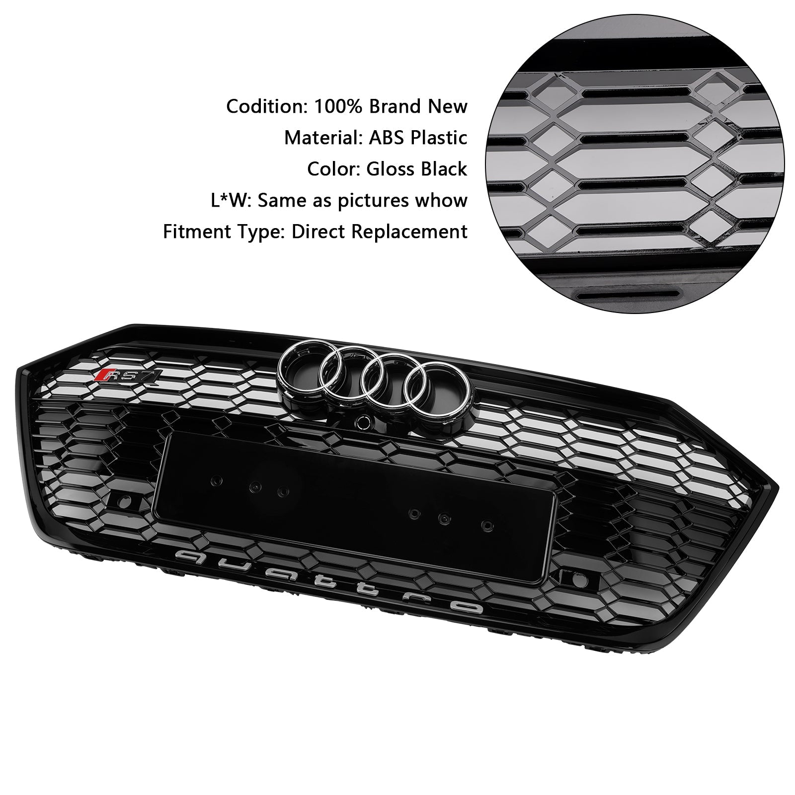 Brillant Black Front Bumper Grid voor Audi A7 C8/Sline/S7 2019-2024