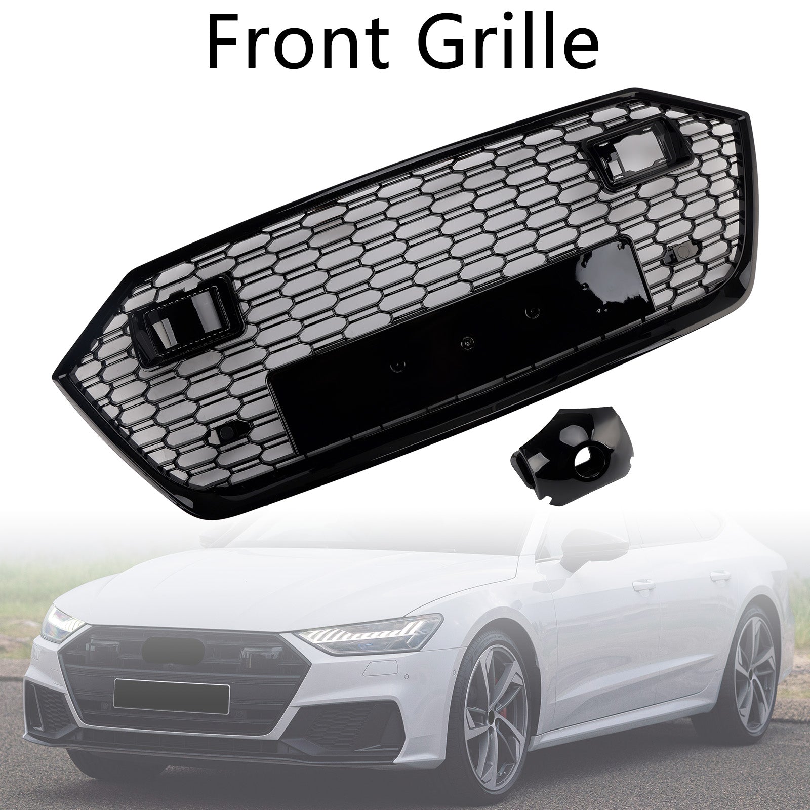 Musta etupuskurin säleikkö Audi A7 C8 S7:lle ja ACC 2019-2024