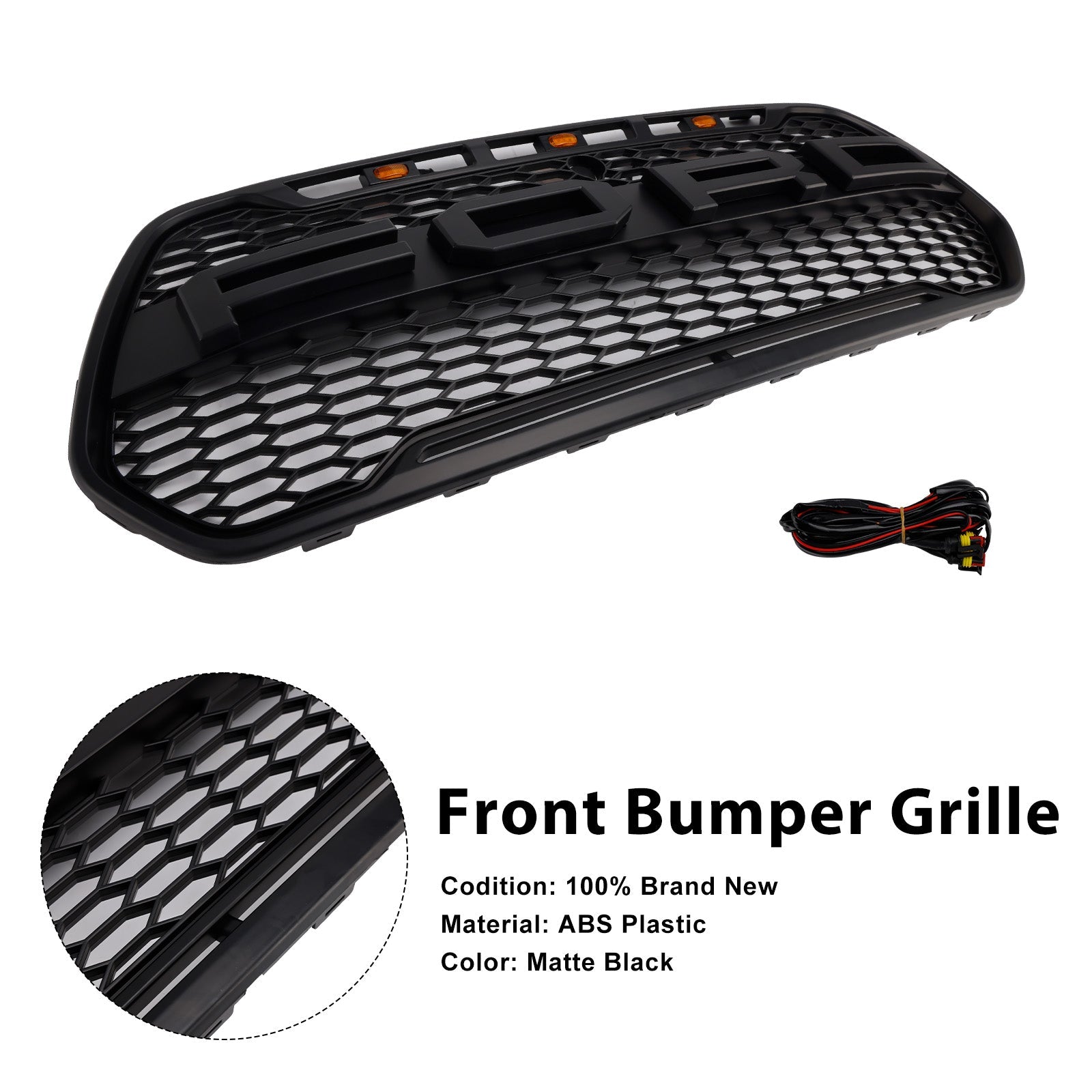 Črna maska sprednjega odbijača za Ford Transit 150, 250, 350 in 350H (2015-2019).