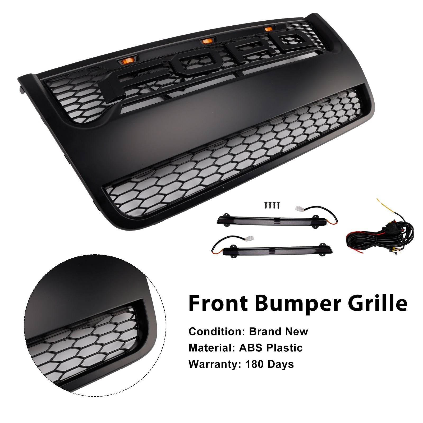 Prozorna črna zgornja rešetka sprednjega odbijača za Ford Explorer 2006-2010