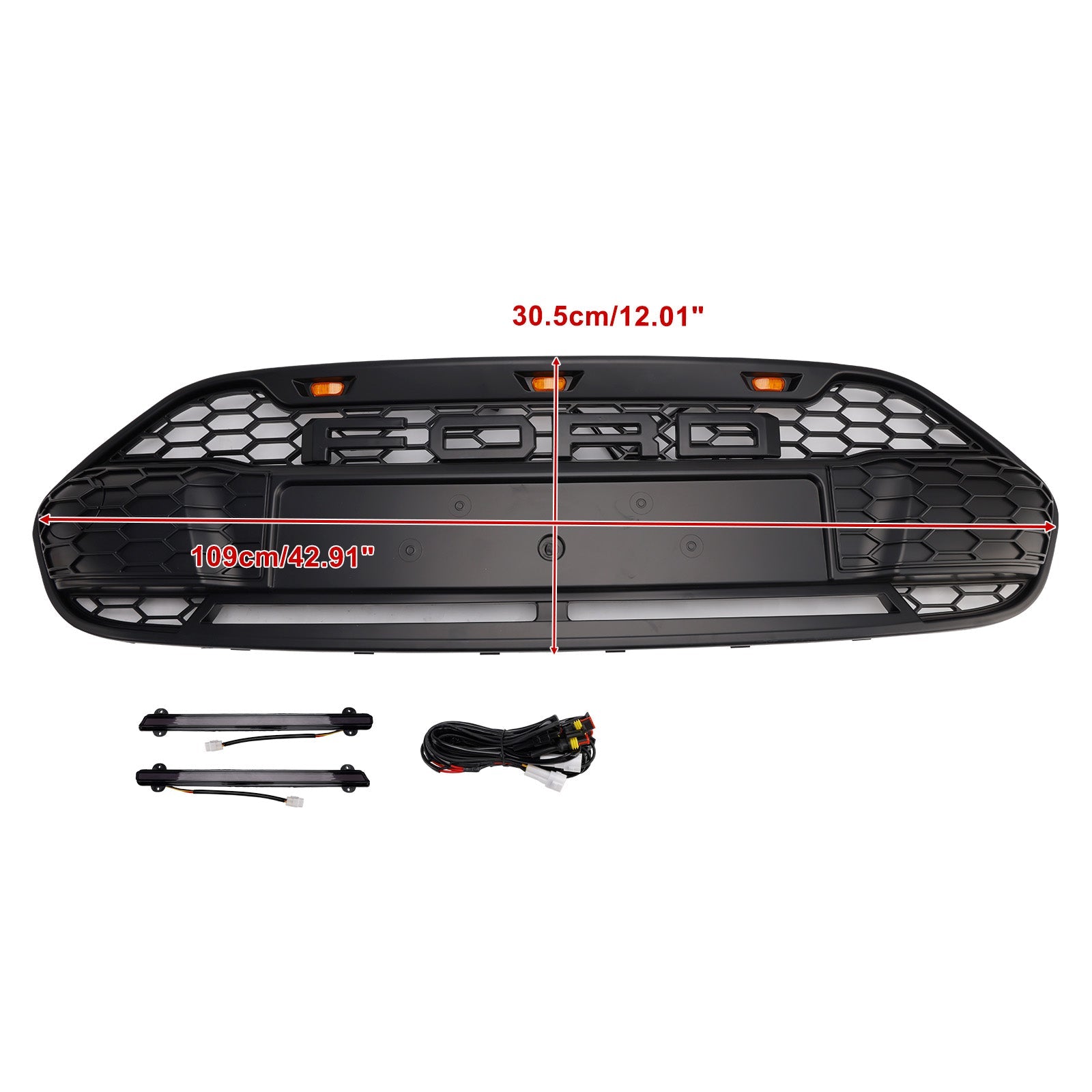 Črna maska sprednjega odbijača z LED za Ford Transit Connect 2014-2018