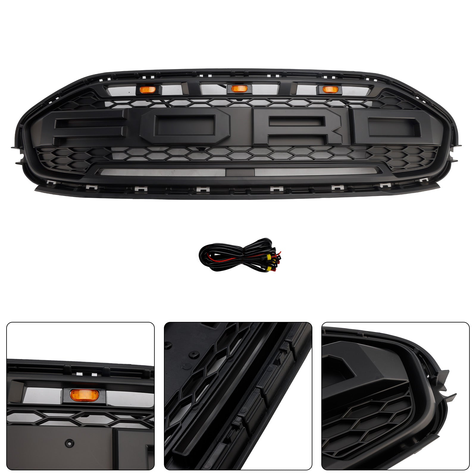 Calandre de pare-chocs avant noire avec LED pour Ford Transit Connect 2019-2023