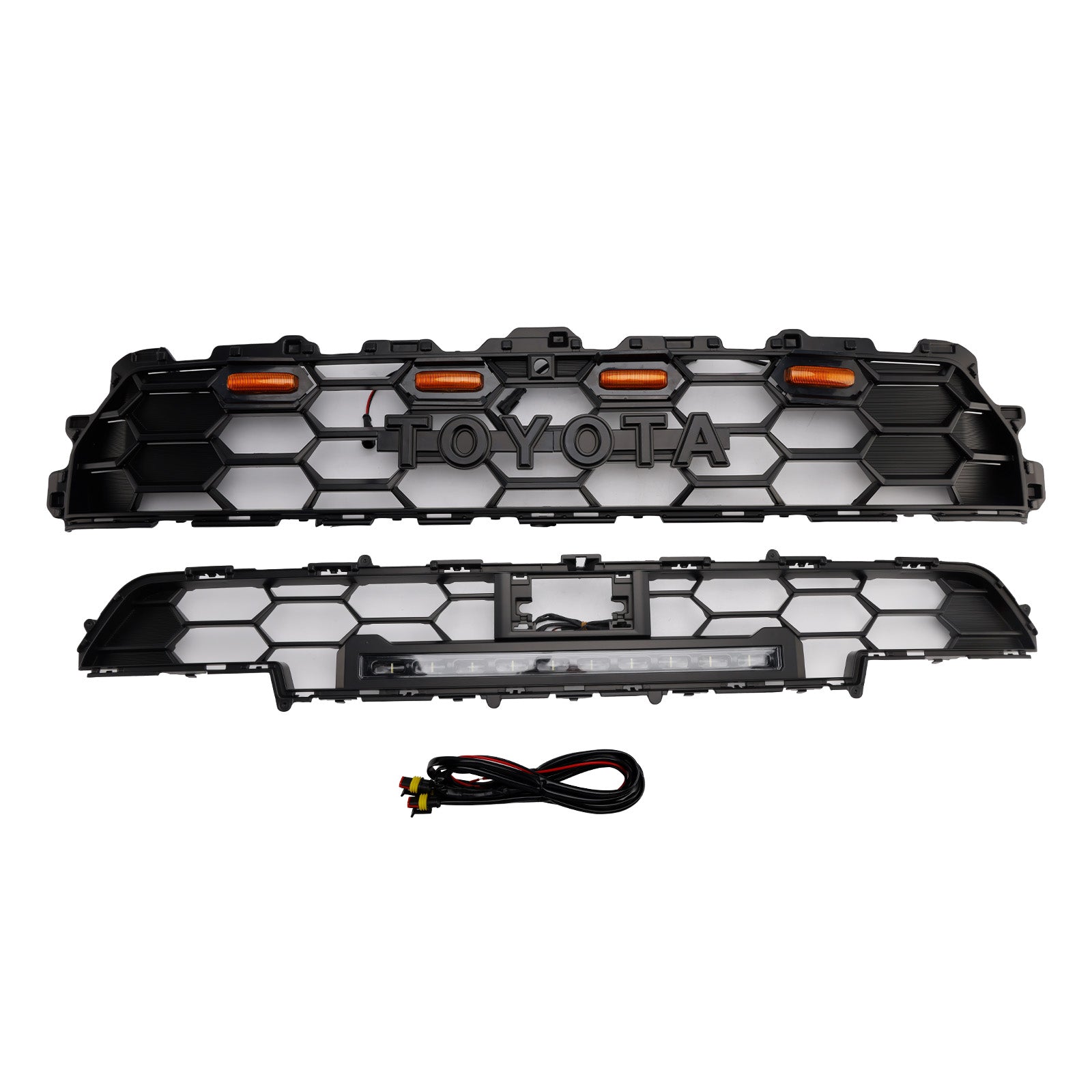 Rejilla de parachoques delantero negra con barra de luz para Toyota 4Runner TRD PRO (modelos 2024 y posteriores)