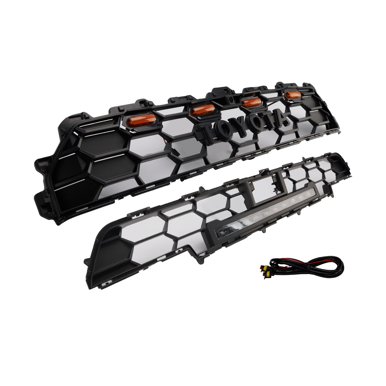 Rejilla de parachoques delantero negra con barra de luz para Toyota 4Runner TRD PRO (modelos 2024 y posteriores)