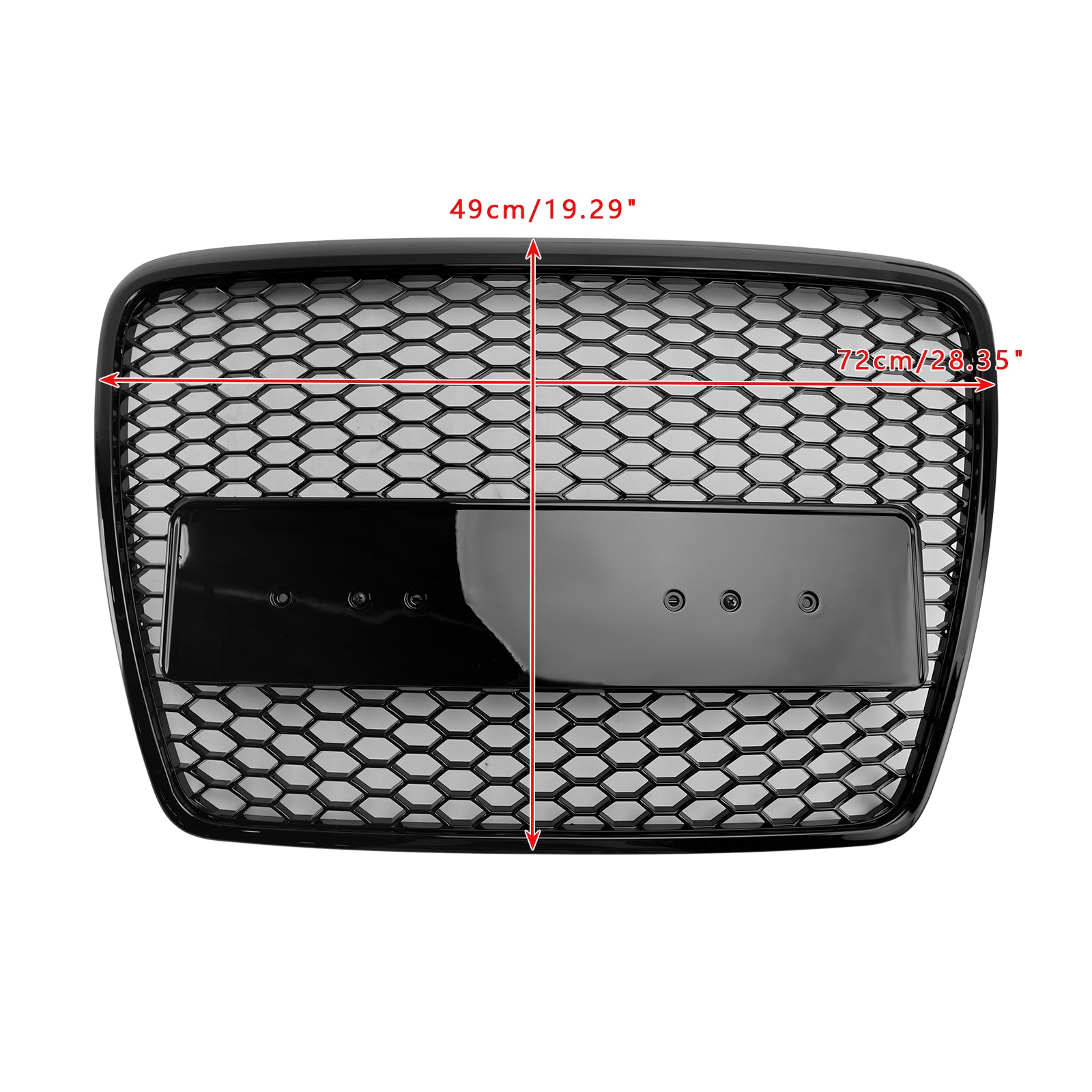 Sportowy grill przedni w stylu RS6 do Audi A6/S6/A6 Sline C6 (2008-2011) - Czarny, sześciokątny wzór plastra miodu z emblematem