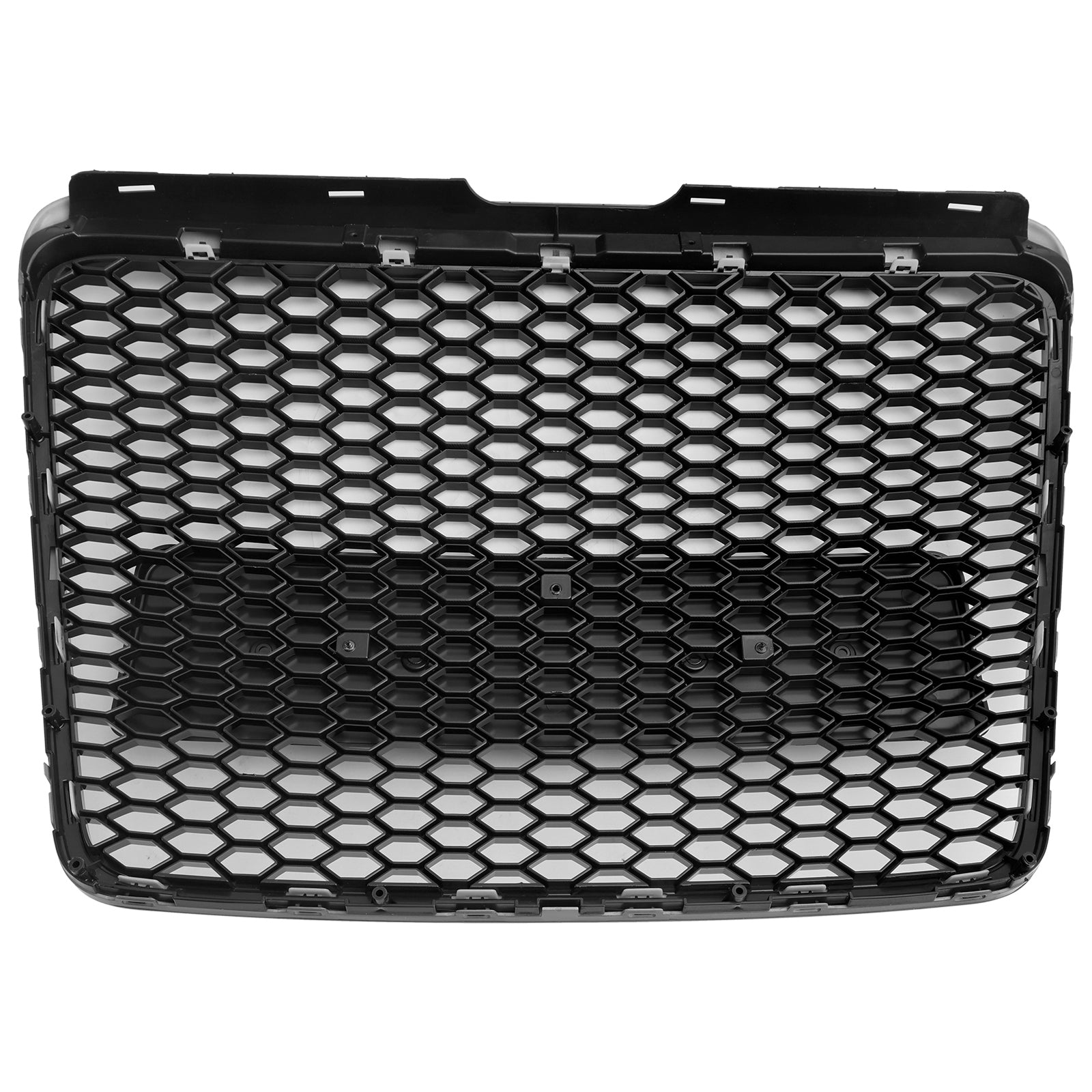 Sportowy grill przedni w stylu RS6 do Audi A6/S6/A6 Sline C6 (2008-2011) - Czarny, sześciokątny wzór plastra miodu z emblematem