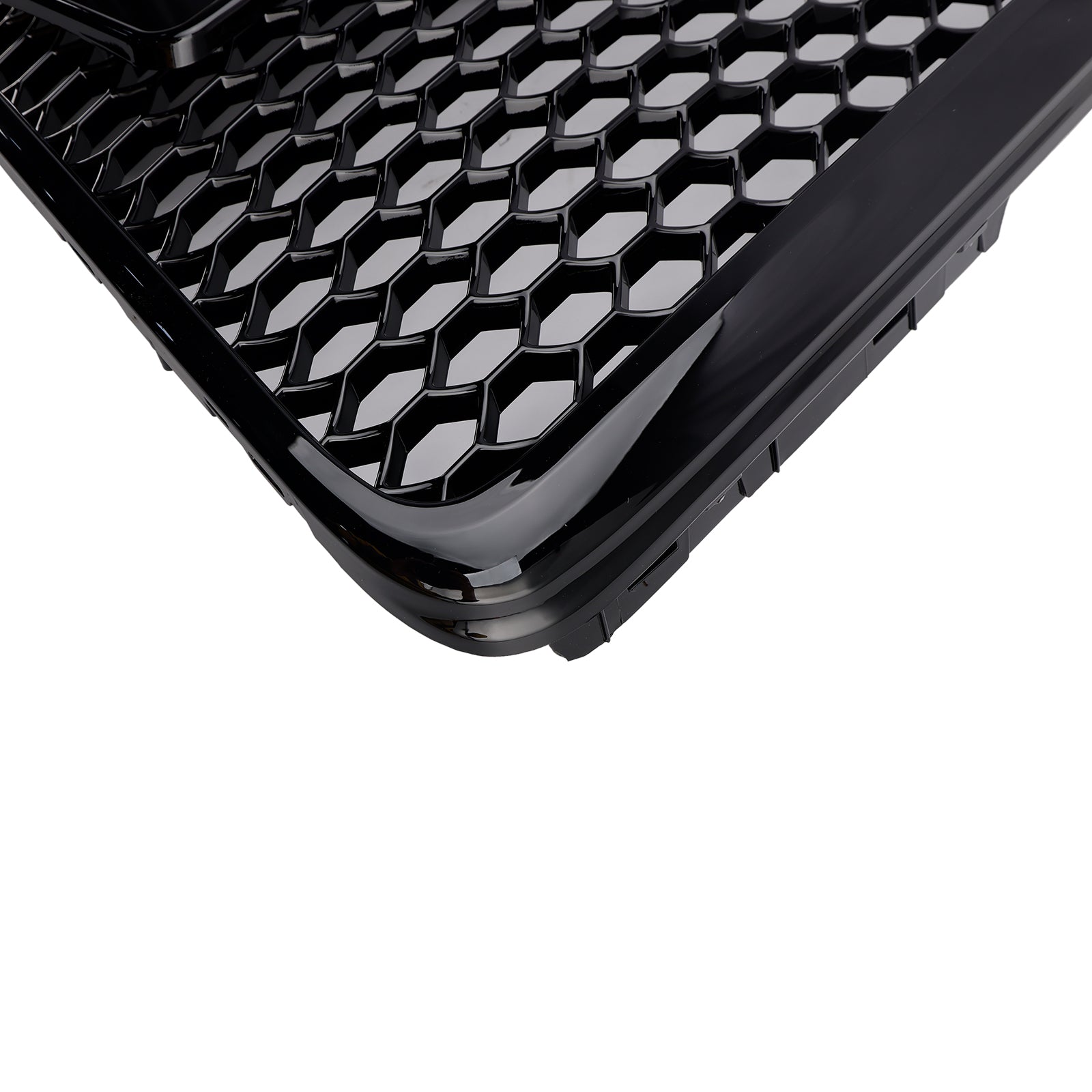 Sportowy grill przedni w stylu RS6 do Audi A6/S6/A6 Sline C6 (2008-2011) - Czarny, sześciokątny wzór plastra miodu z emblematem