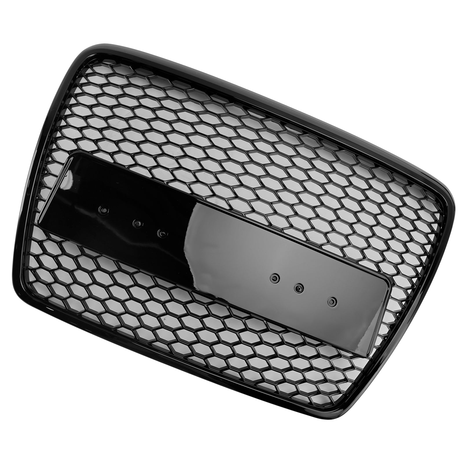 Sportowy grill przedni w stylu RS6 do Audi A6/S6/A6 Sline C6 (2008-2011) - Czarny, sześciokątny wzór plastra miodu z emblematem
