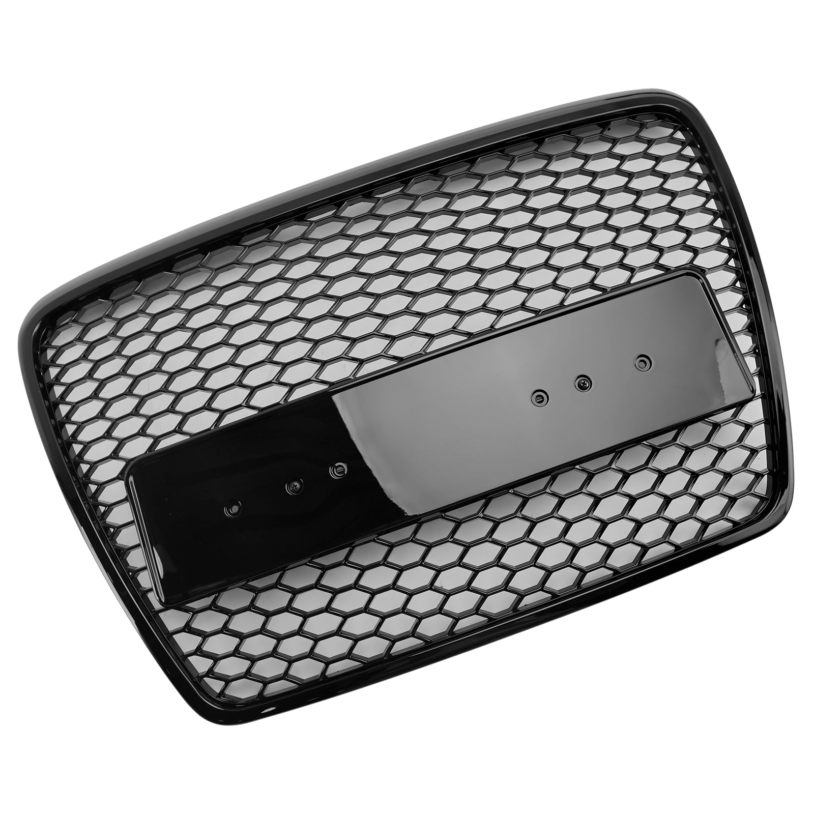 Sportowy grill przedni w stylu RS6 do Audi A6/S6/A6 Sline C6 (2008-2011) - Czarny, sześciokątny wzór plastra miodu z emblematem