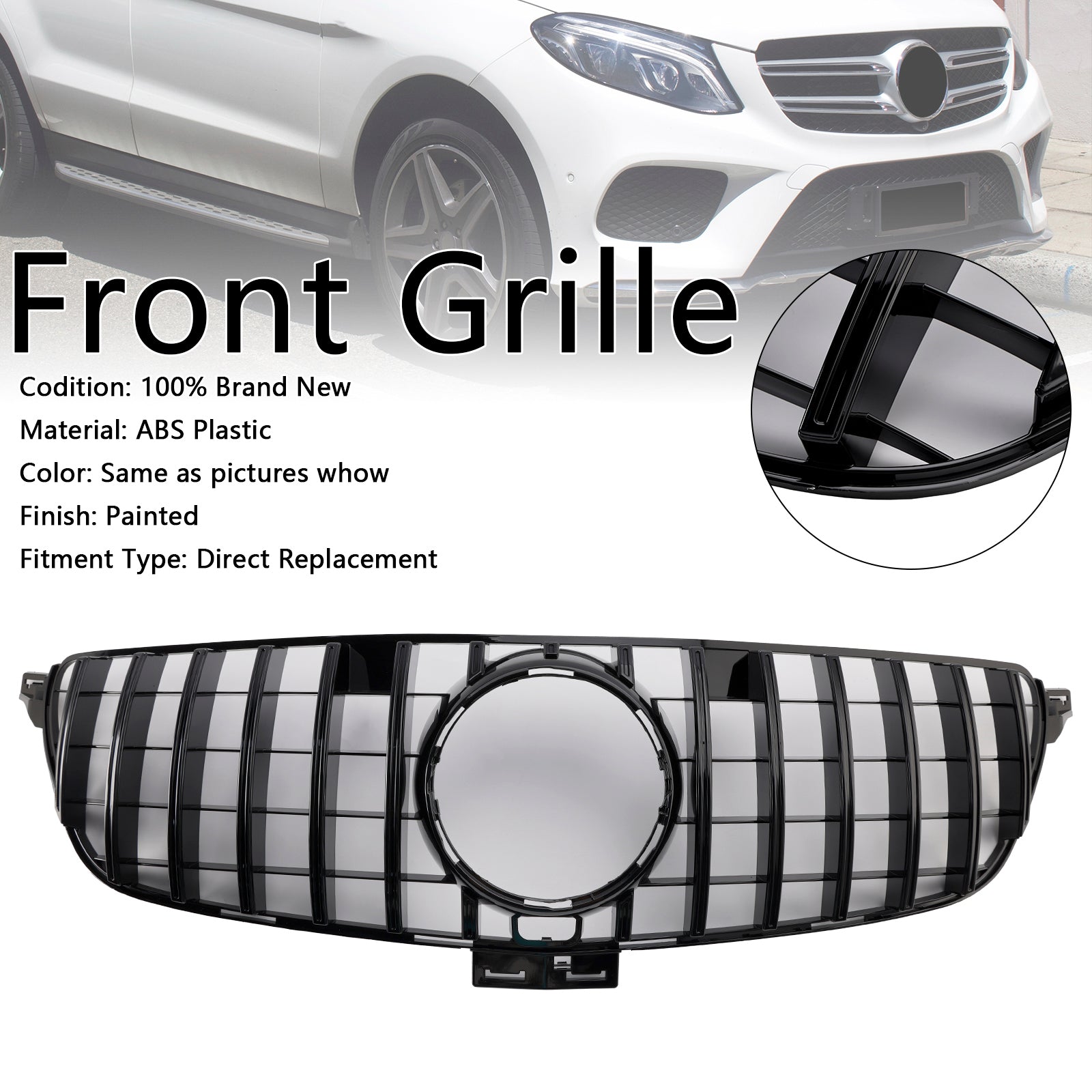 Grille de pare-chocs avant style GT pour Mercedes Benz Classe GLE W166 2015-2018