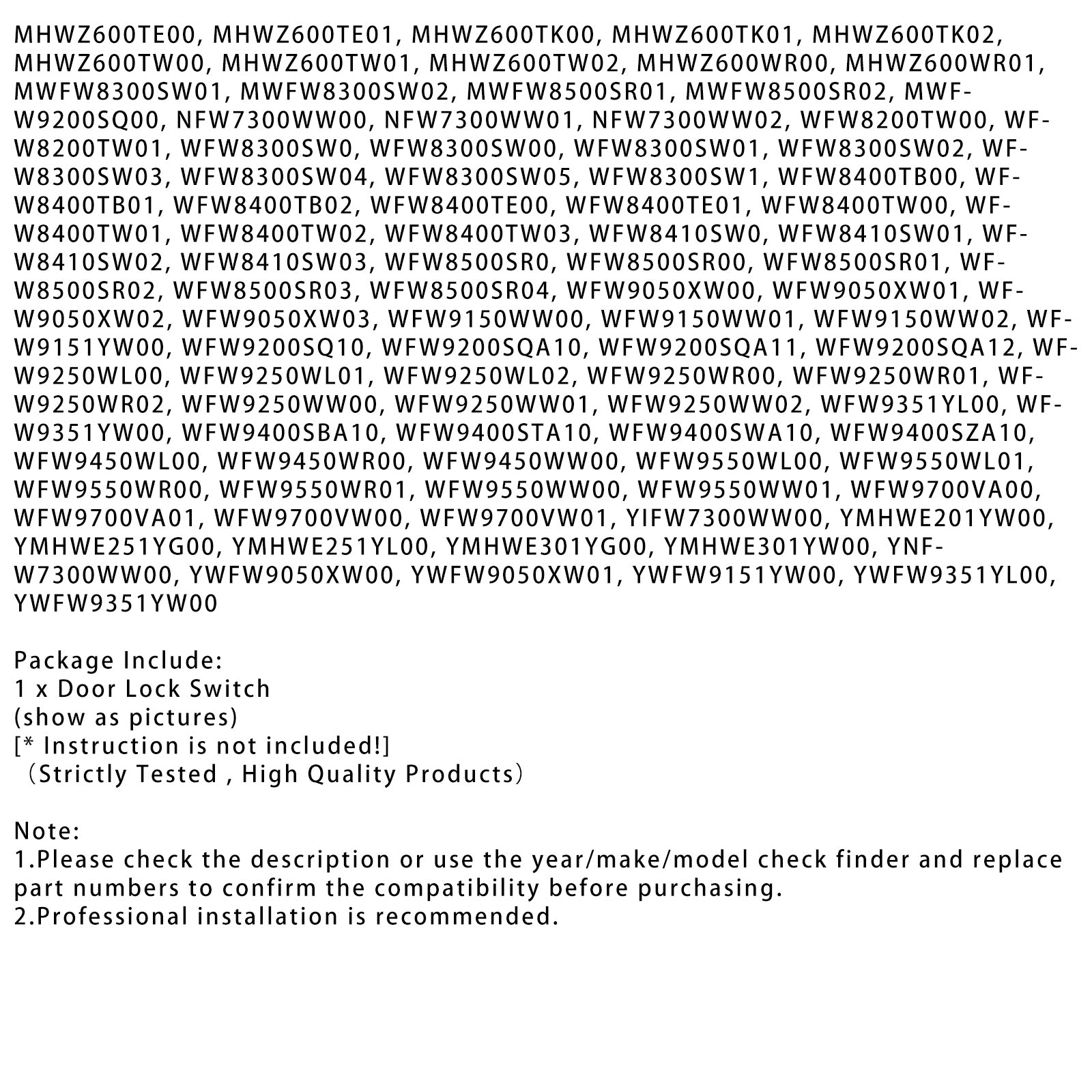 Stikalo za zaklepanje vrat WPW10253483 za Whirlpool