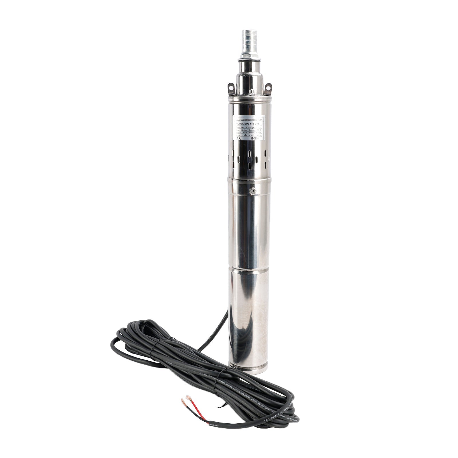 Bomba de agua sumergible solar MPPT 48V 750W 3" con tornillo, profundidad máxima 140m