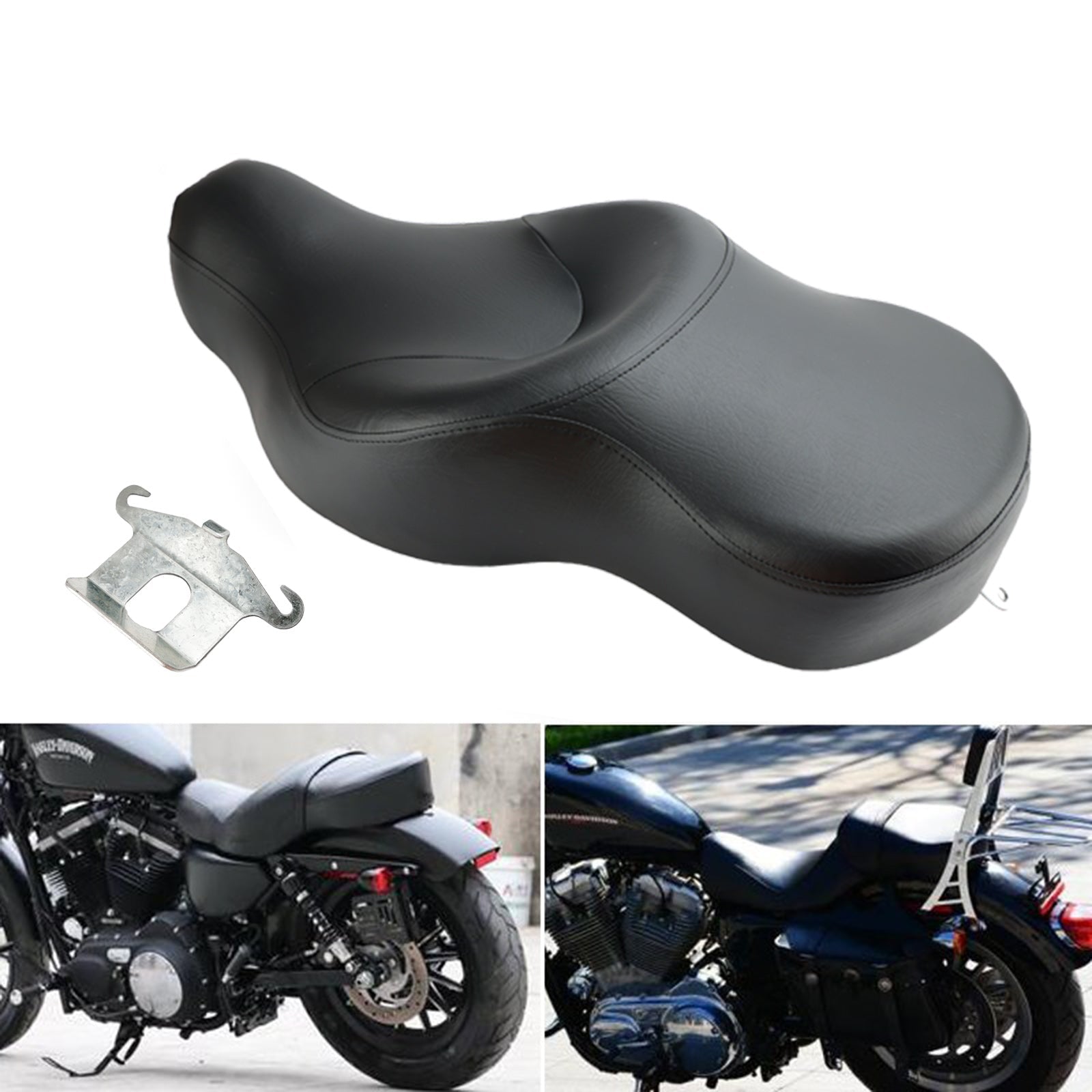Zwart comfort passagiersstoel voor Harley Sportster/48/Iron
