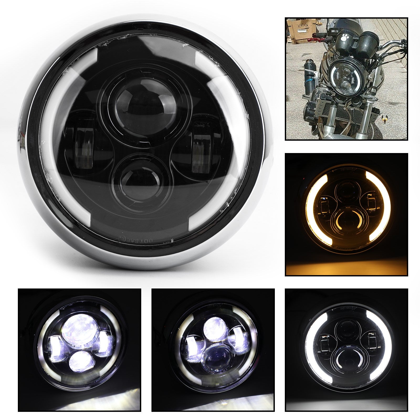 7" Faro LED Hi/Lo DRL da pollici nero rotondo per Softail Slim FLS S FLSS 2012-2017