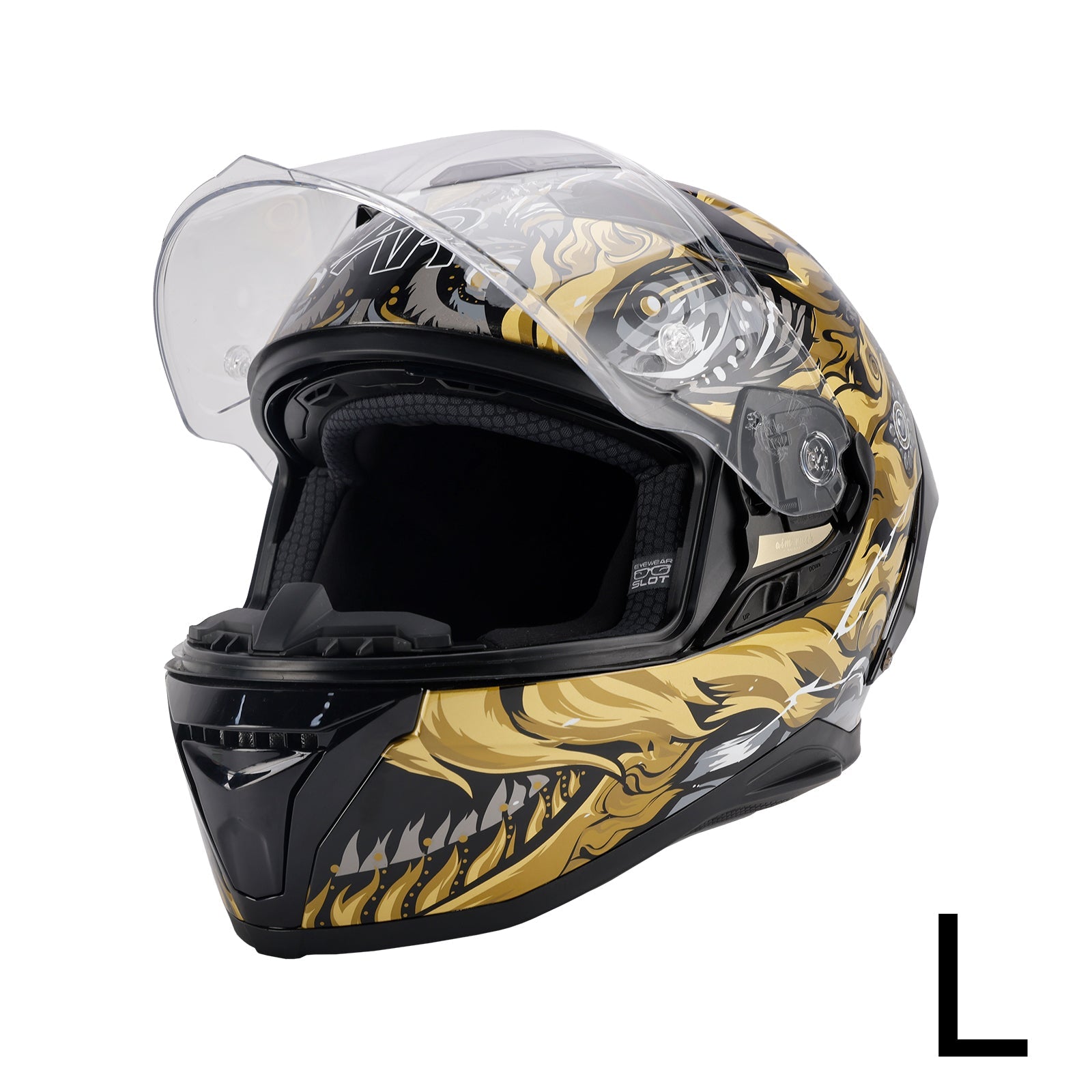 Casco de motocicleta integral Dot para adultos, negro y oro