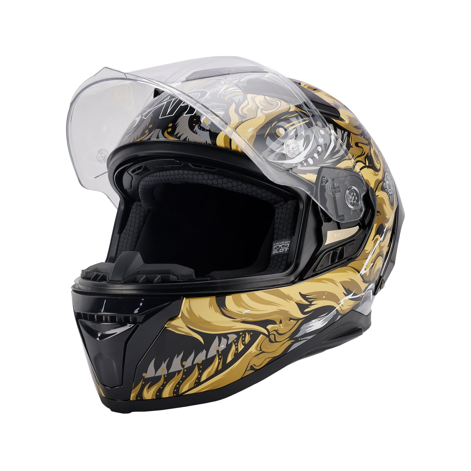 Casco de motocicleta integral Dot para adultos, negro y oro