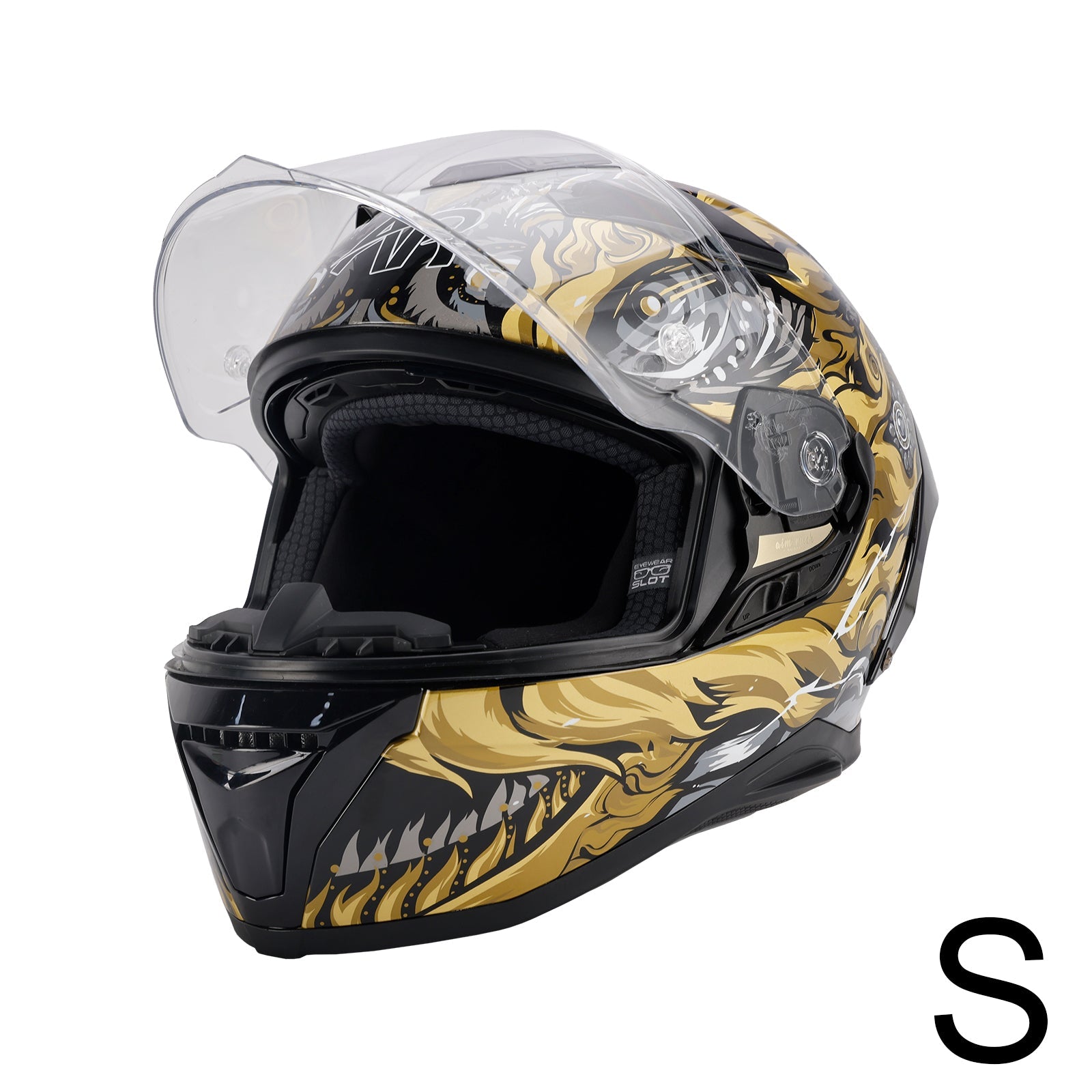 Casco de motocicleta integral Dot para adultos, negro y oro