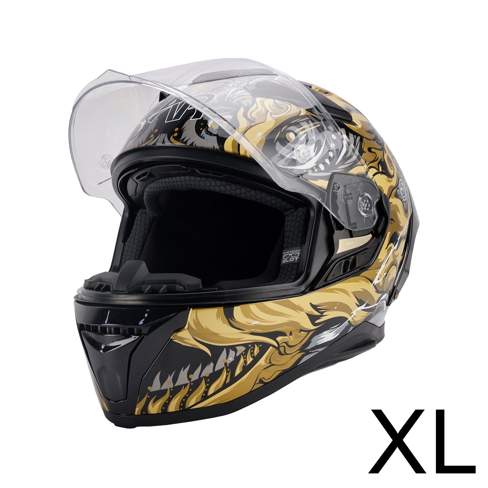 Casco de motocicleta integral Dot para adultos, negro y oro