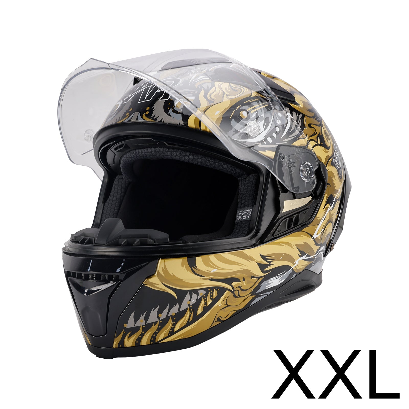 Casco de motocicleta integral Dot para adultos, negro y oro