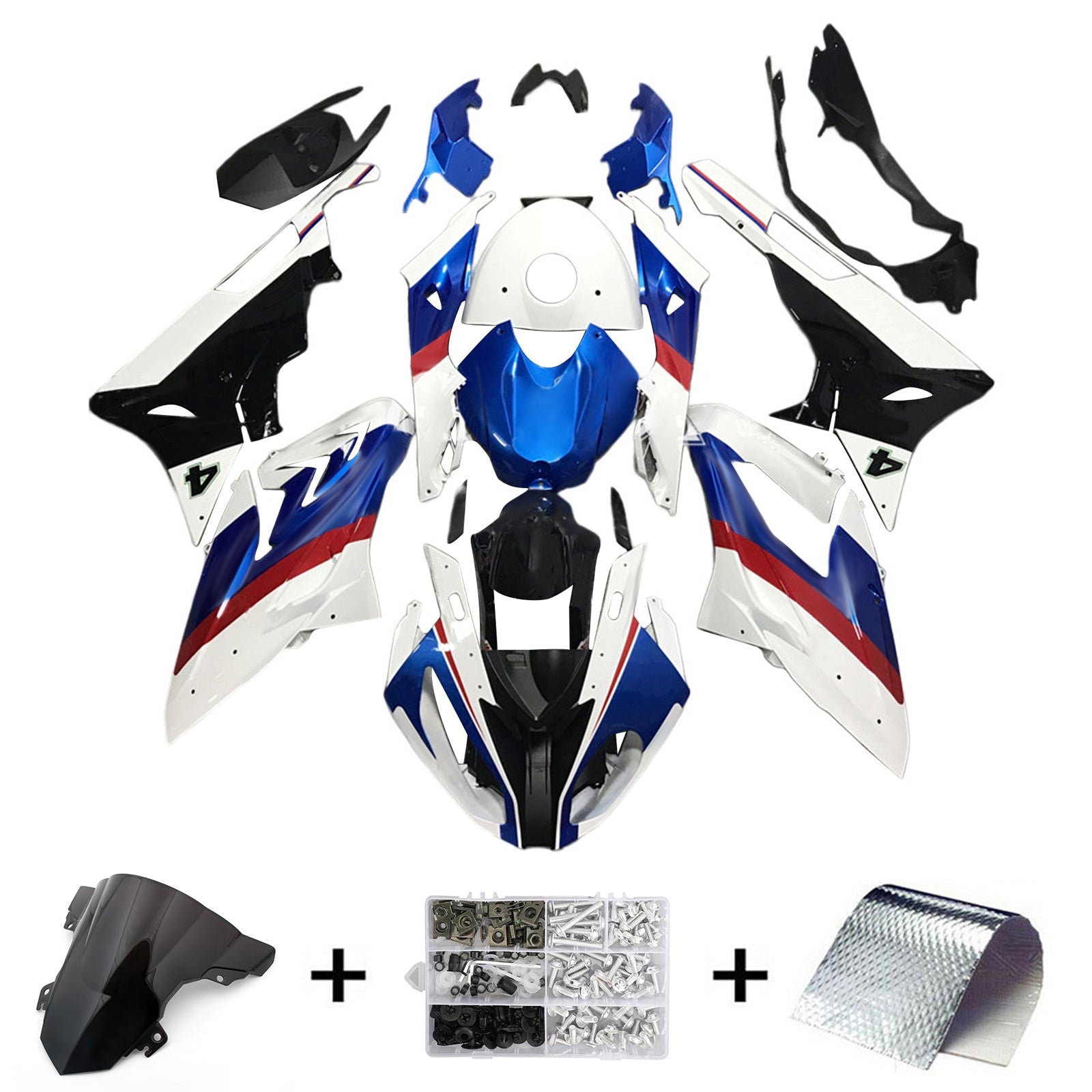 Amotopart BMW S1000RR 2015-2016 Kit kvadratni plastični abs