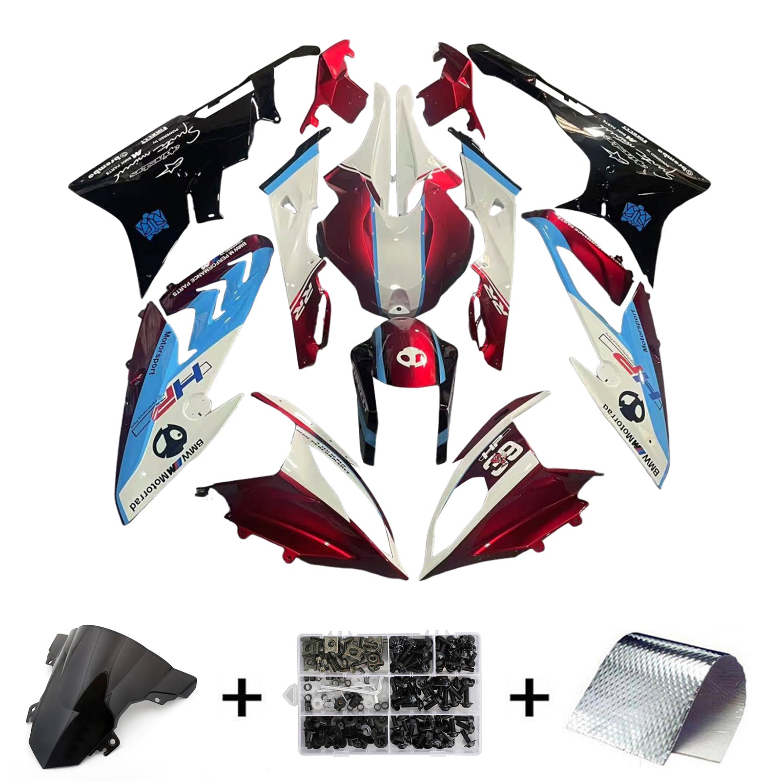 Amotopart BMW S1000RR 2015-2016 Kit kvadratni plastični abs