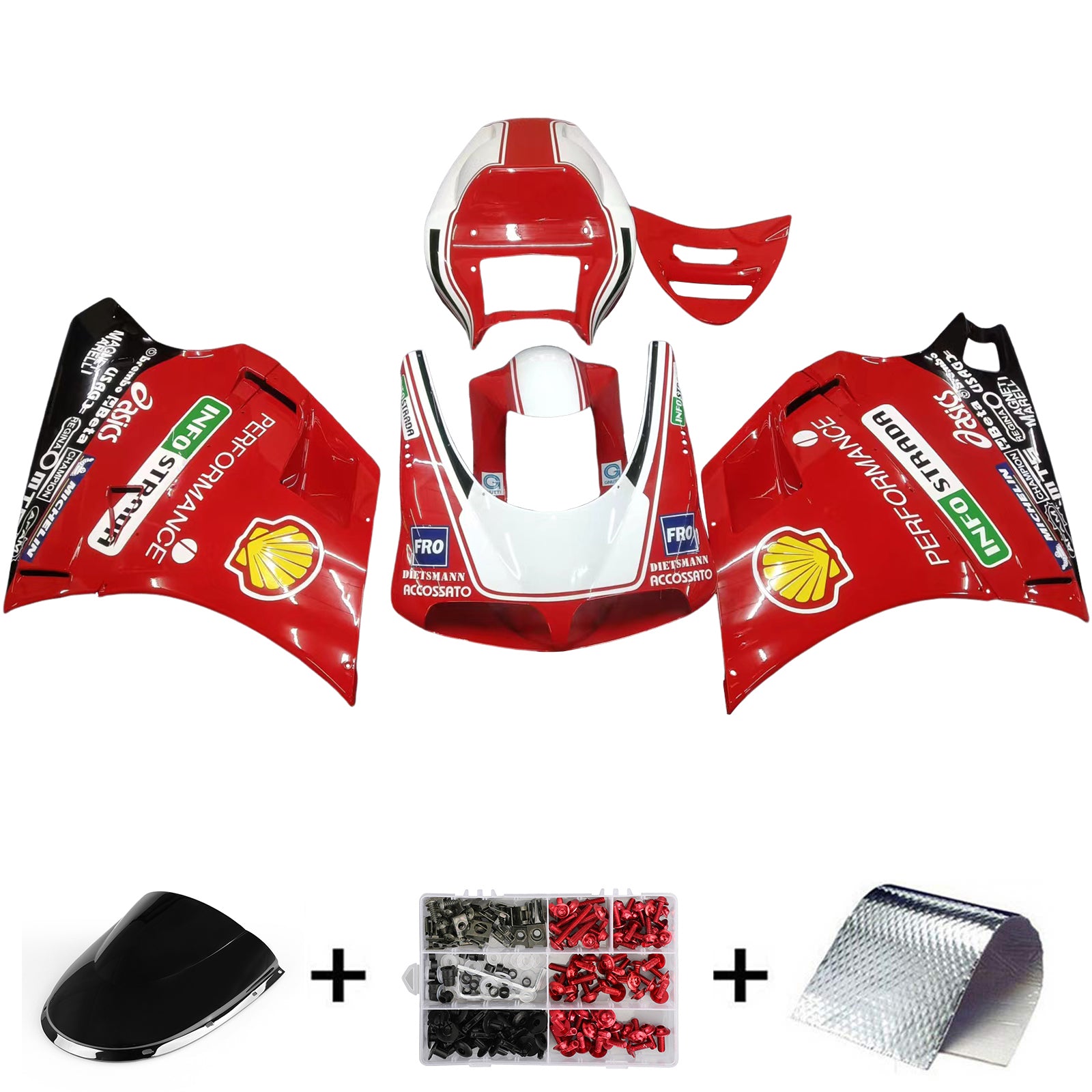 Amotopart Kit Carena ABS Carrozzeria per Ducati 996 748 1996-2002 Generico