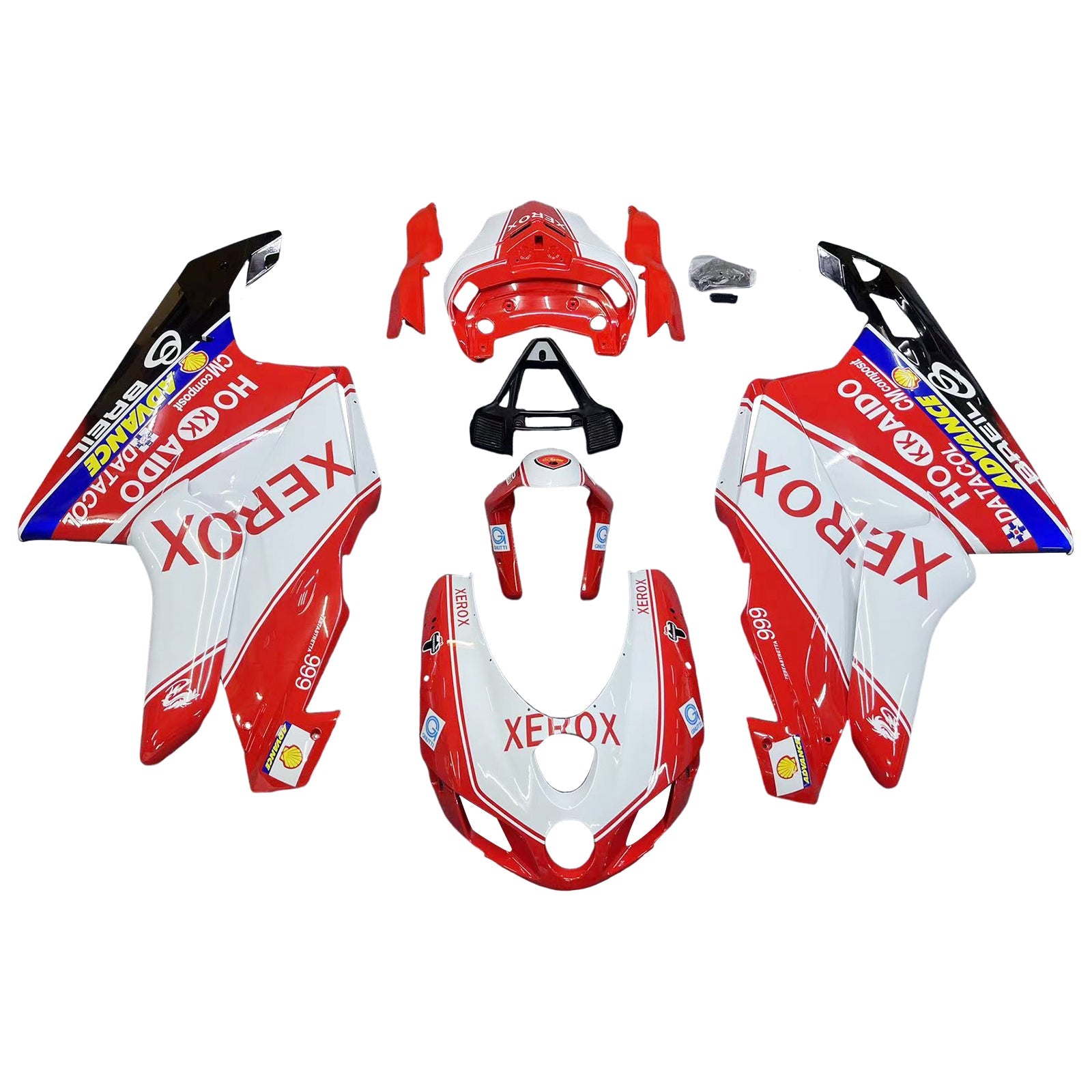Amotopart witte kuipkit met een rood mengsel voor Ducati 999/749 2005-2006