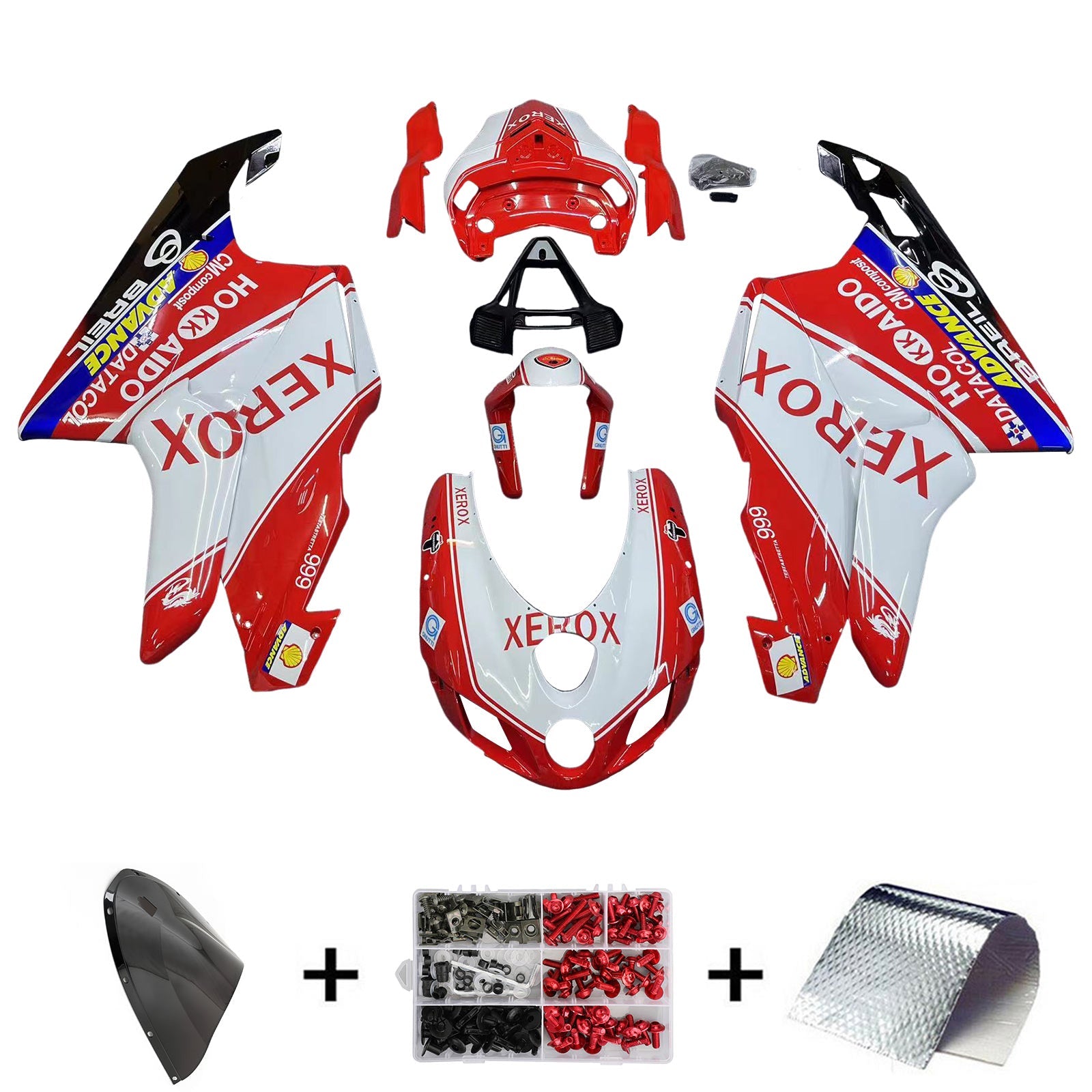 Amotopart witte kuipkit met een rood mengsel voor Ducati 999/749 2005-2006