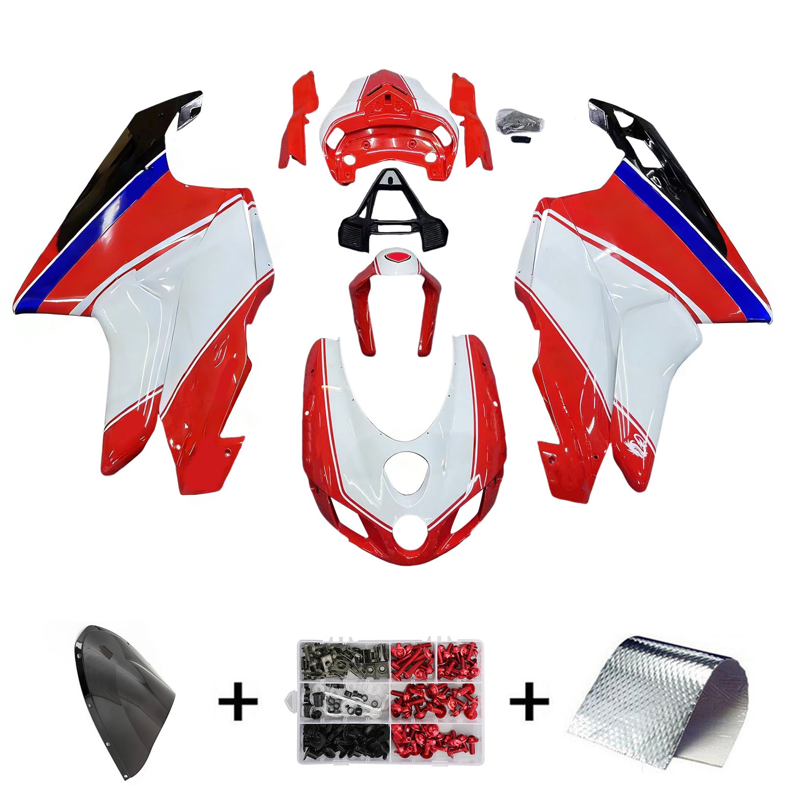 Amotopart beli komplet z rdečo mešanico za Ducati 999/749 2005-2006