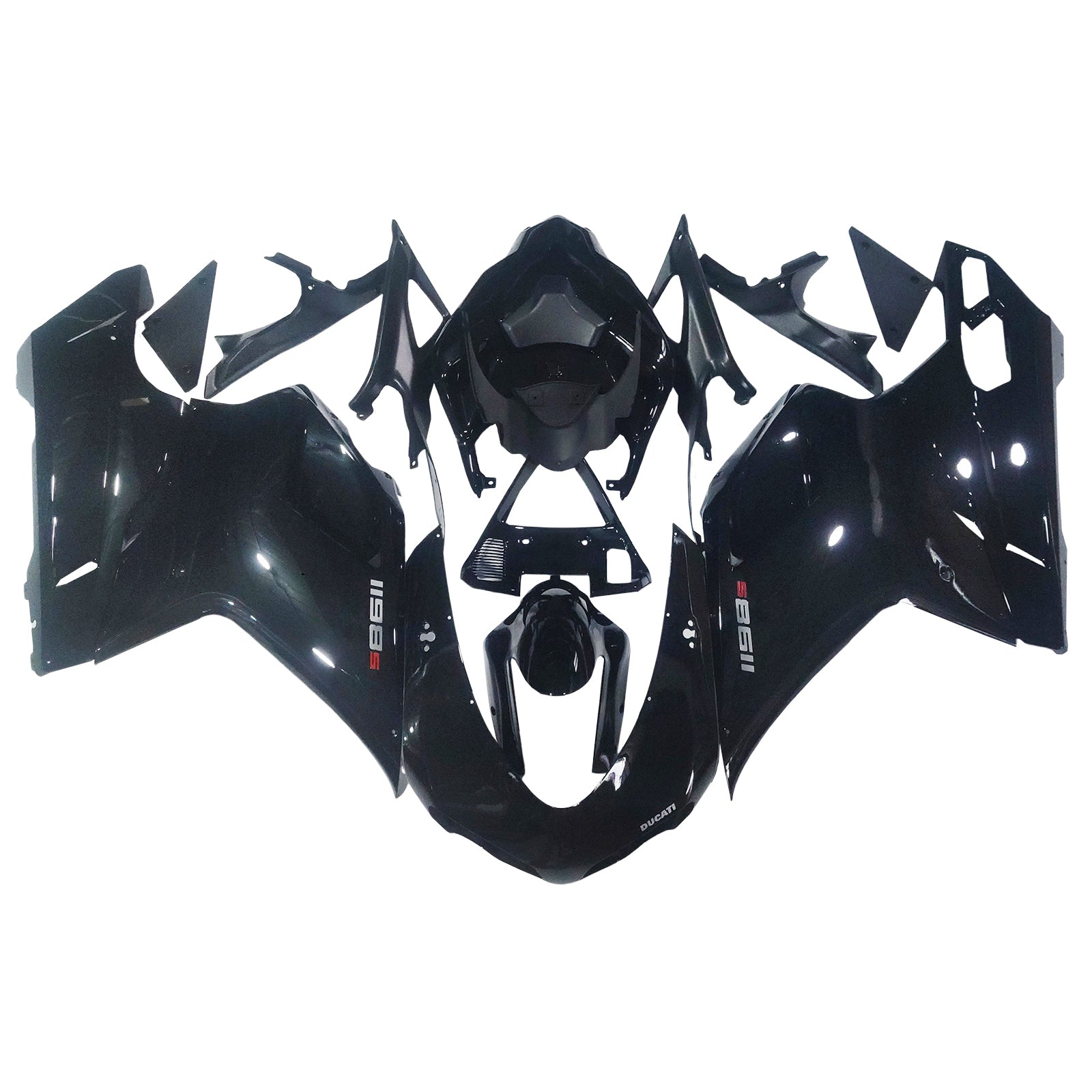 Amotopart Ducati 1098/1198/848 2007-2012 Carenado de carrocería negro ABS Molde de inyección 14# Genérico