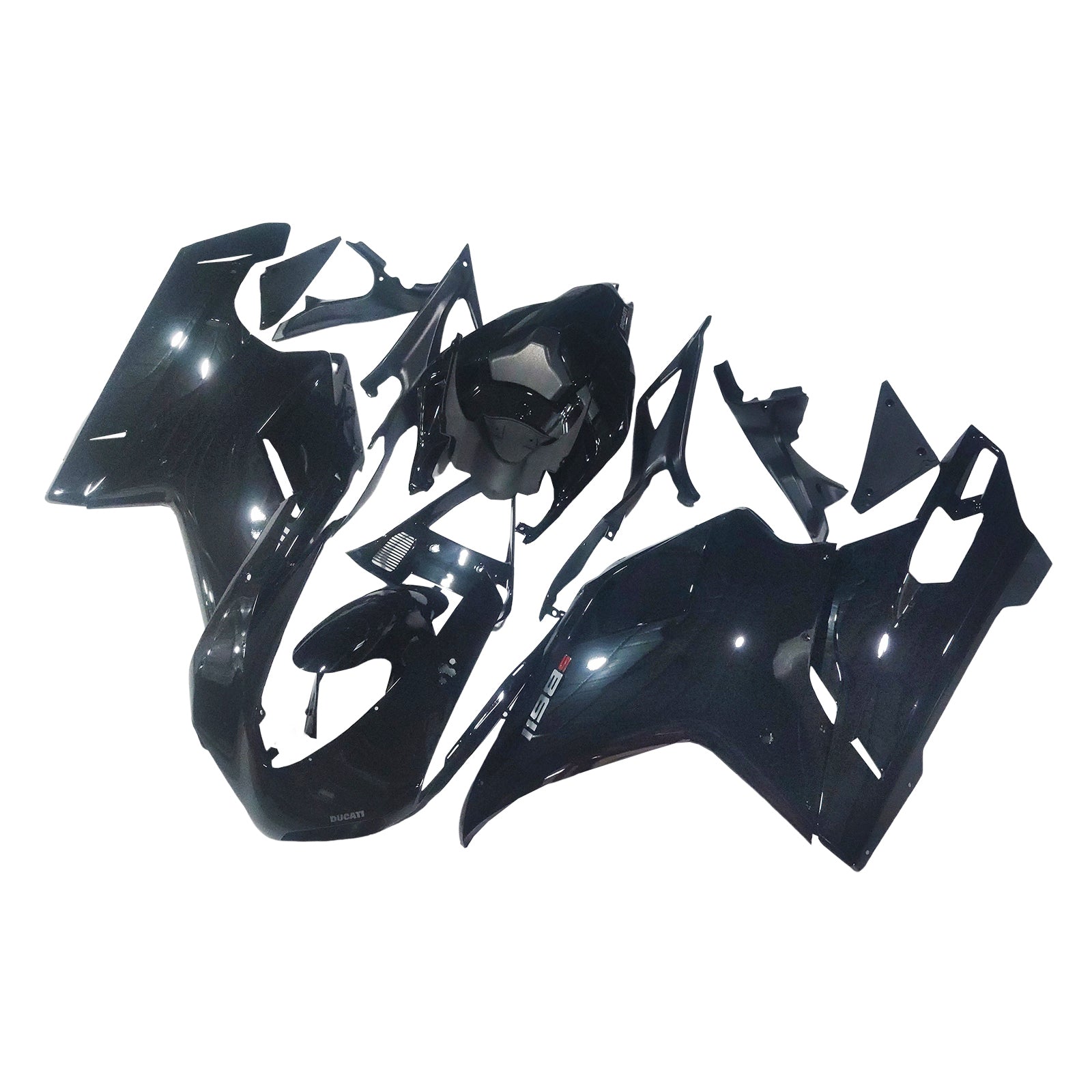 Amotopart Ducati 1098/1198/848 2007-2012 Carenado de carrocería negro ABS Molde de inyección 14# Genérico