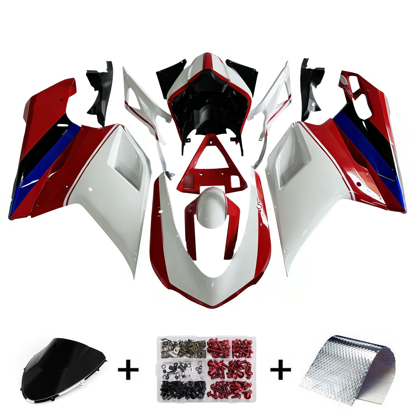 Amotopart Kit Carena ABS Carrozzeria per Ducati 1098 1198 848 2007-2011 Generico