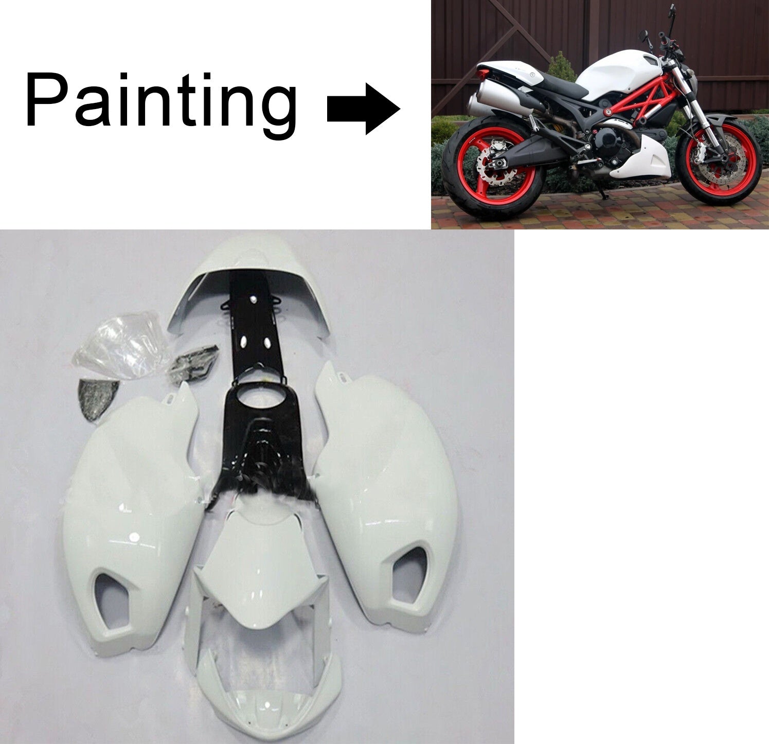 Amotopart Ducati Monster 696 796 1100 S EVO toutes les années Carénage Kit Carrosserie