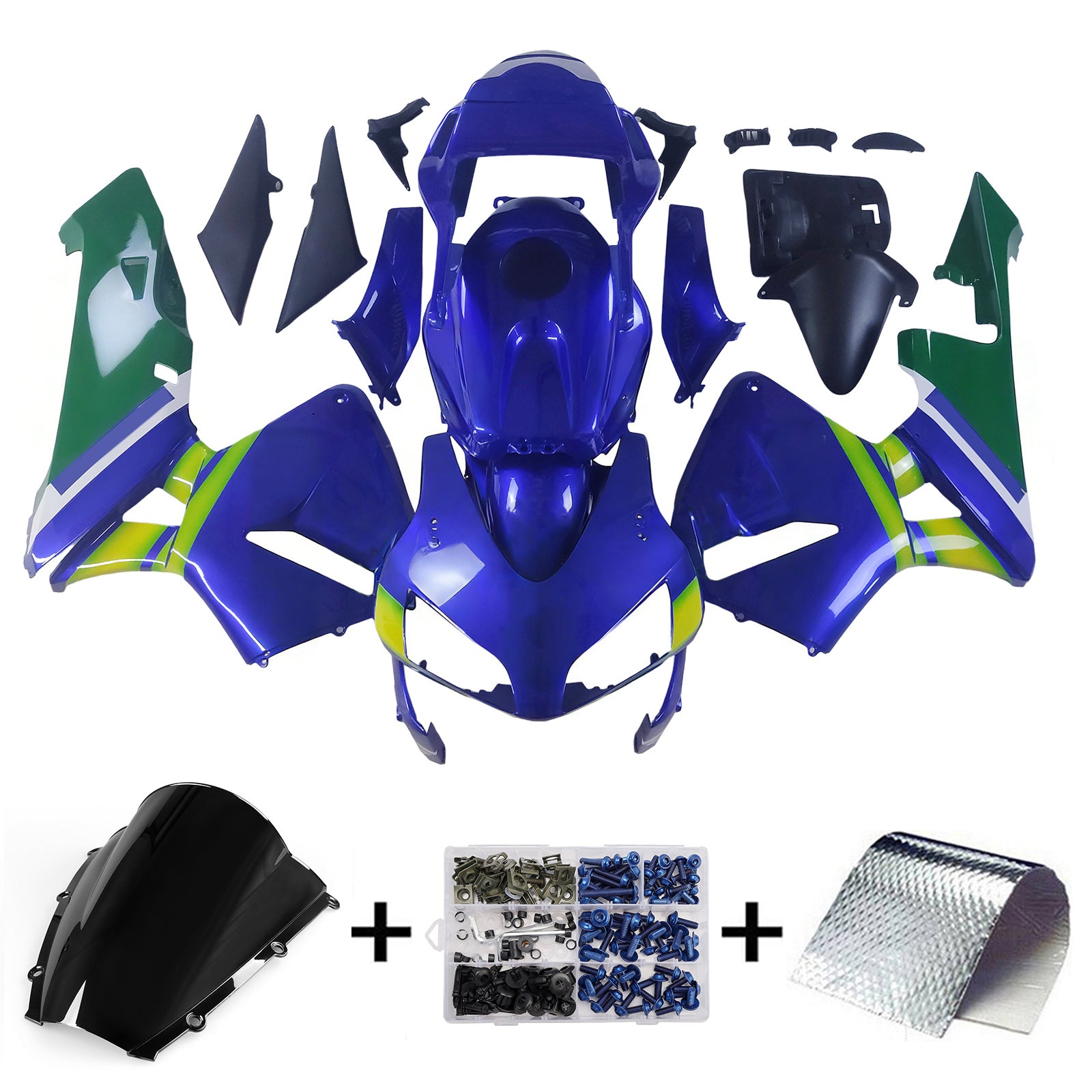 Amotopart Carena 2003-2004 Honda CBR 600 RR Blu e Verde Movistar Generico