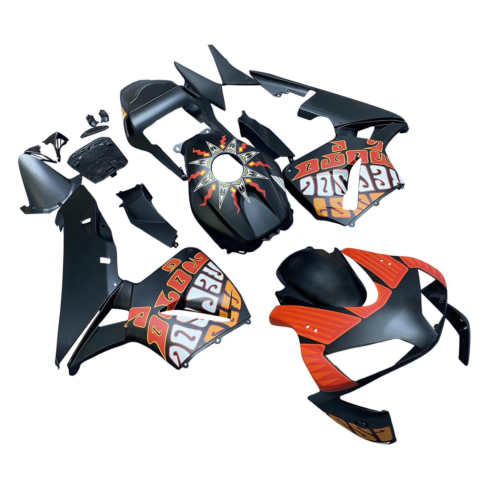 Amotopart stroomlijnkappen 2003-2004 Honda CBR 600 RR matzwart Valentino Rossi Moto Generiek