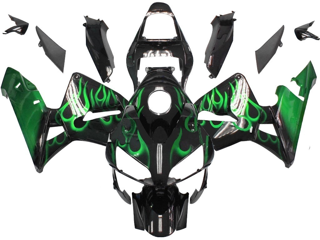 Amotopart stroomlijnkappen 2003-2004 Honda CBR 600 RR zwart-groene vlam generiek