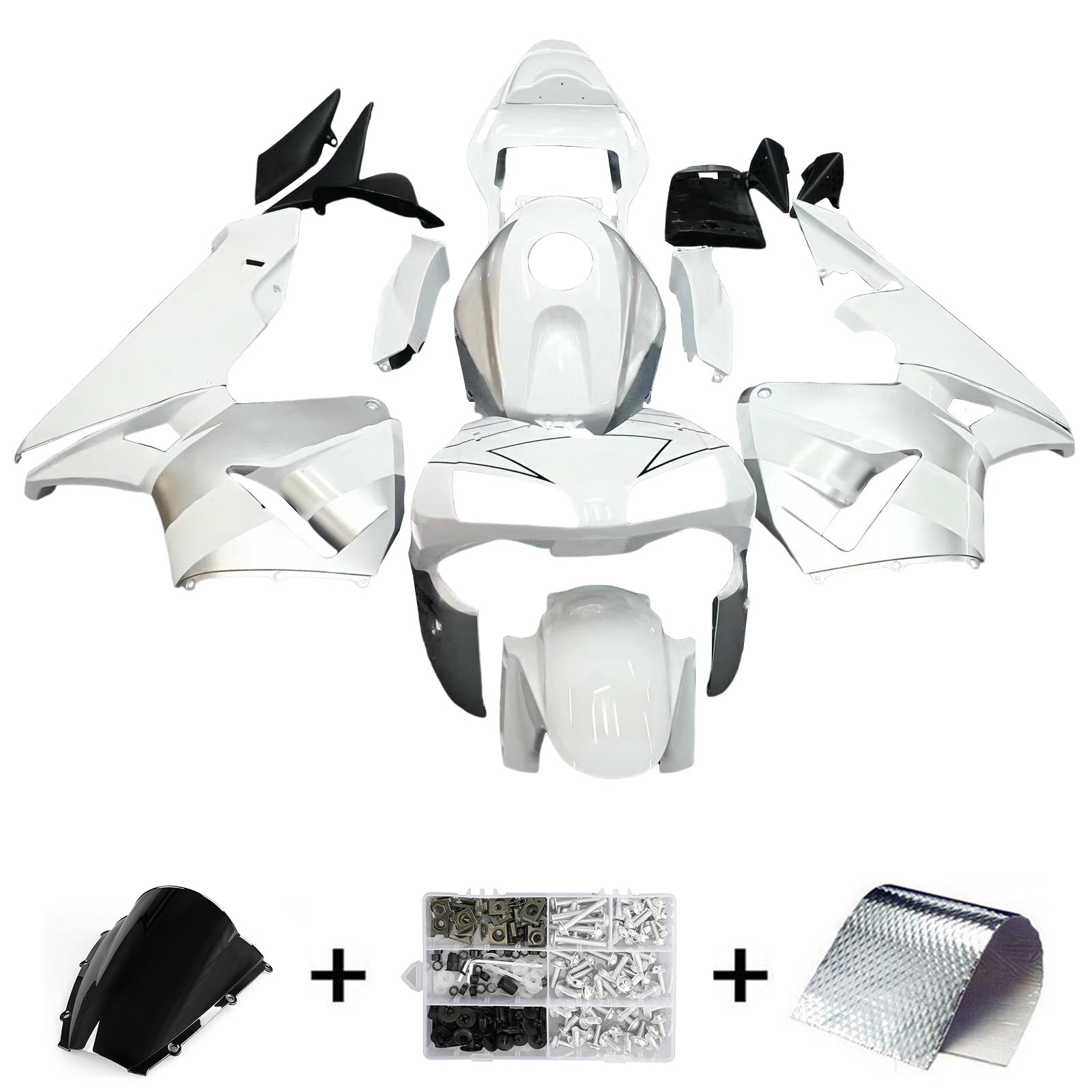 Amotopart Fairing 2003-2004 Honda CBR 600 RR White and Silver Repsol generic
