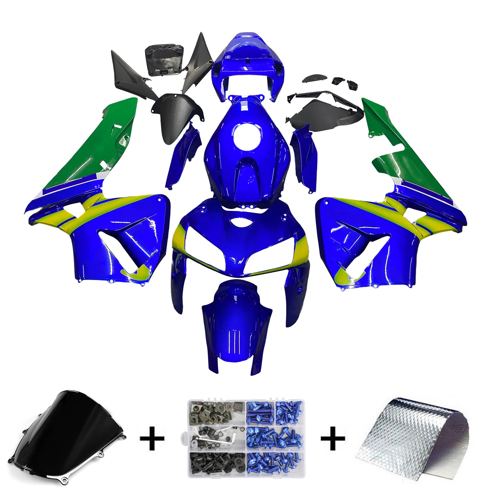 Carénages Amotopart 2005-2006 Honda CBR 600 RR Bleu & Vert Movistar Generic