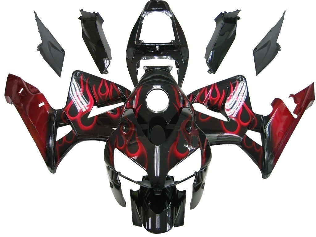 Amotopart stroomlijnkappen 2005-2006 Honda CBR 600 RR zwart en rood gevlamd CBR generiek