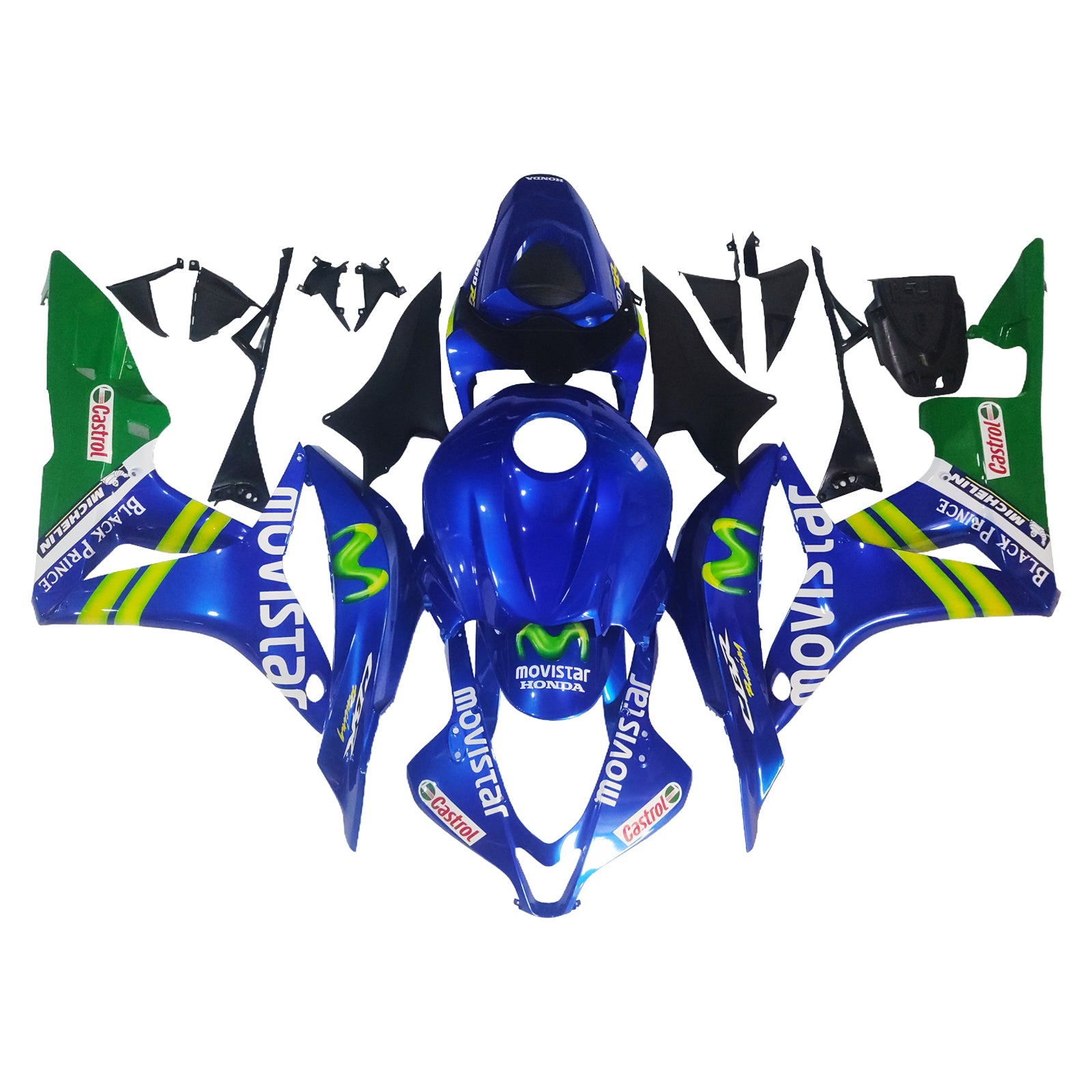Amotopart Fairing 2007-2008 Honda CBR 600 RR Blue in Green Movistar generic