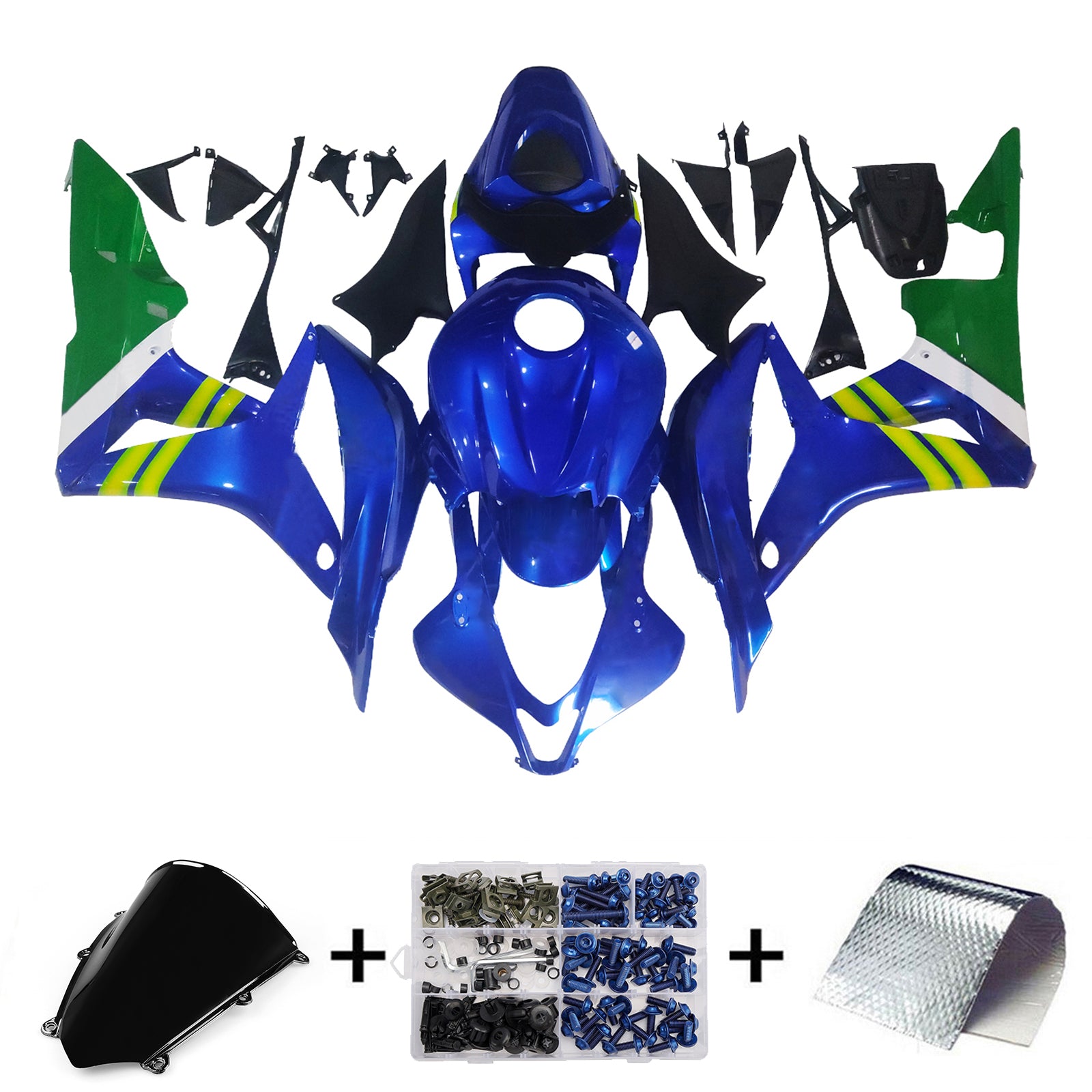 Amotopart Fairing 2007-2008 Honda CBR 600 RR Blue in Green Movistar generic
