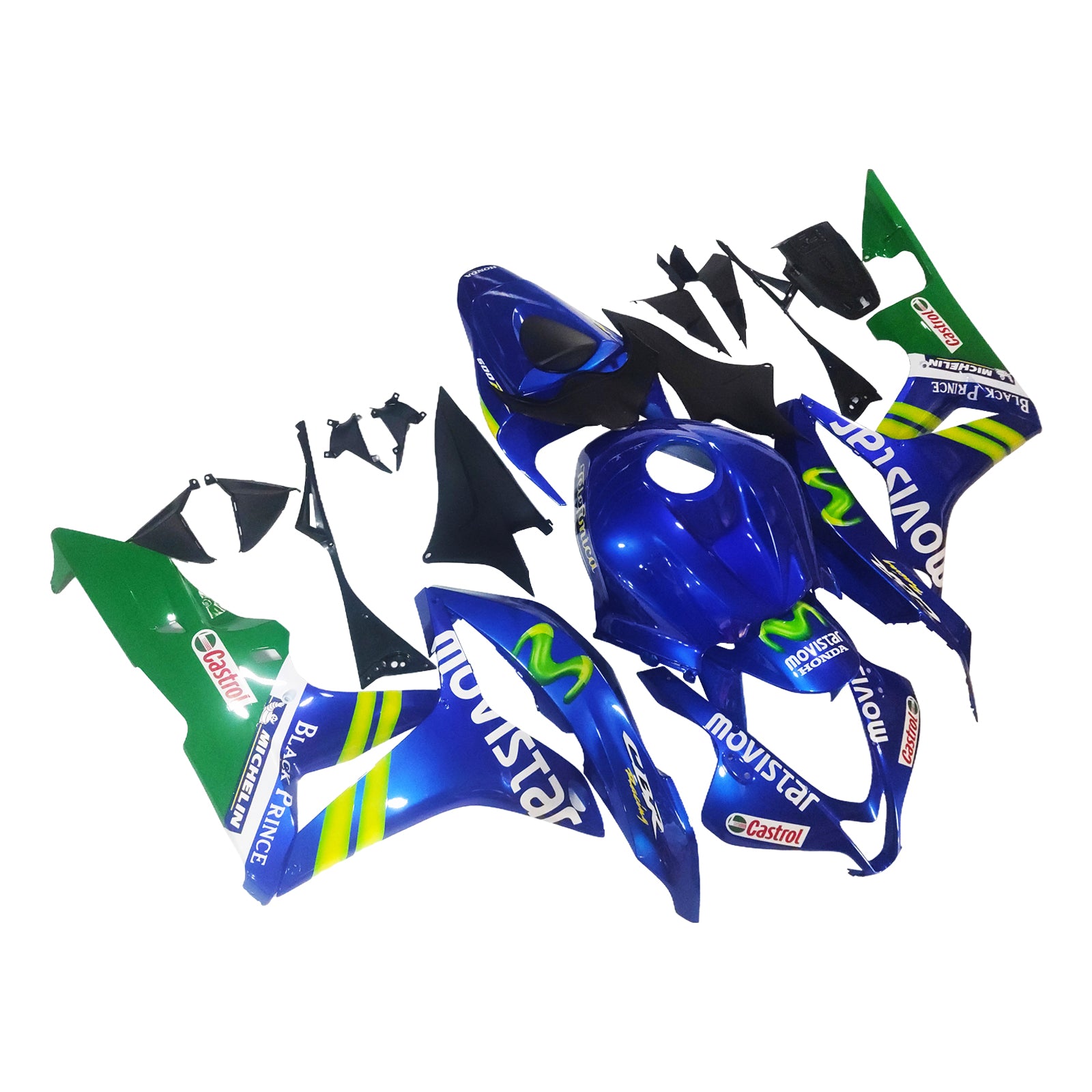 Amotopart Fairing 2007-2008 Honda CBR 600 RR Blue in Green Movistar generic