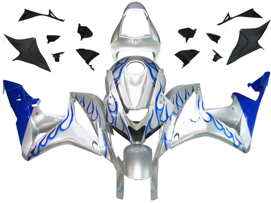 Amotopart stroomlijnkappen 2007-2008 Honda CBR 600 RR zilver en blauwe vlam generiek