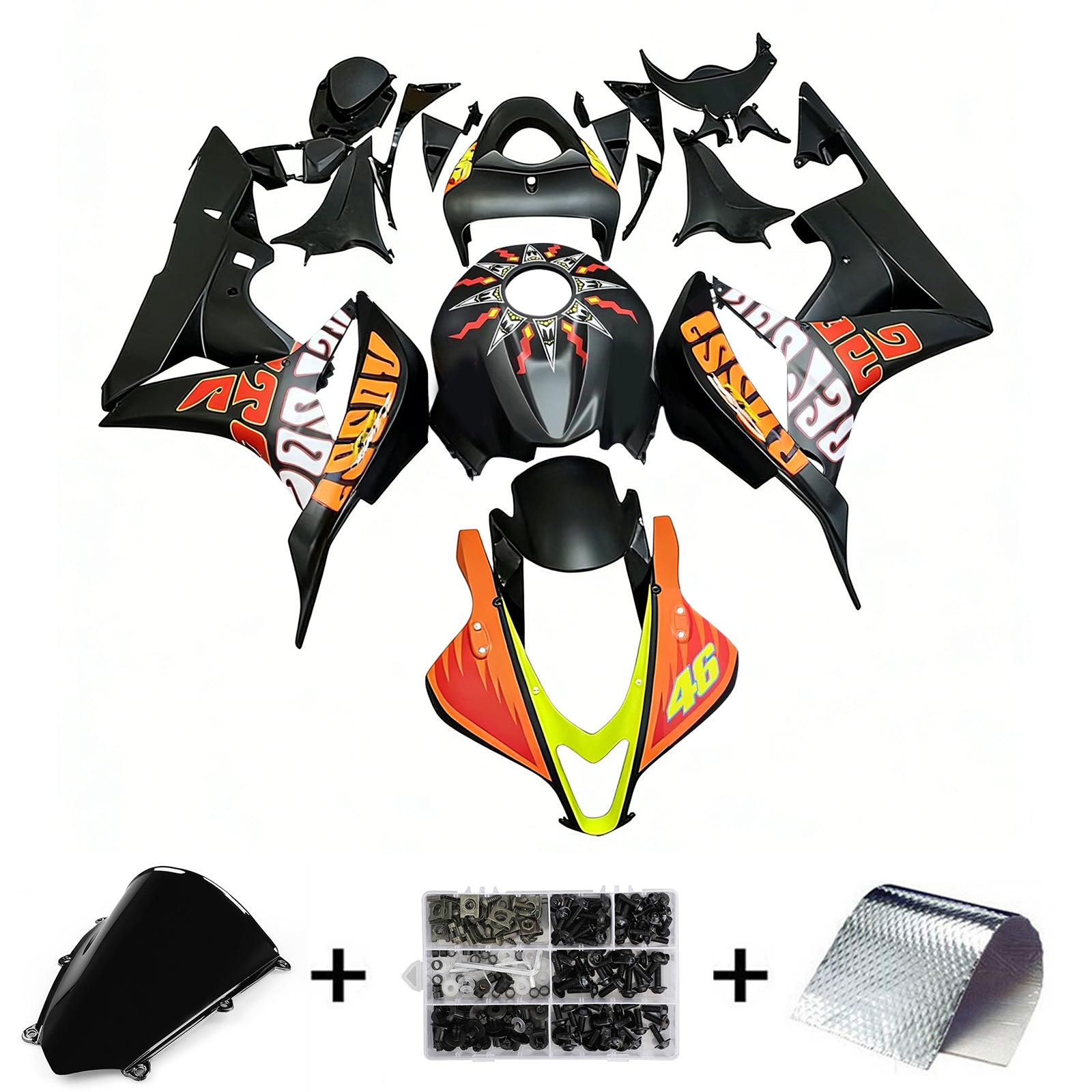 Carene Amotopart 2007-2008 Honda CBR 600 RR Nero Valentino Rossi Generico