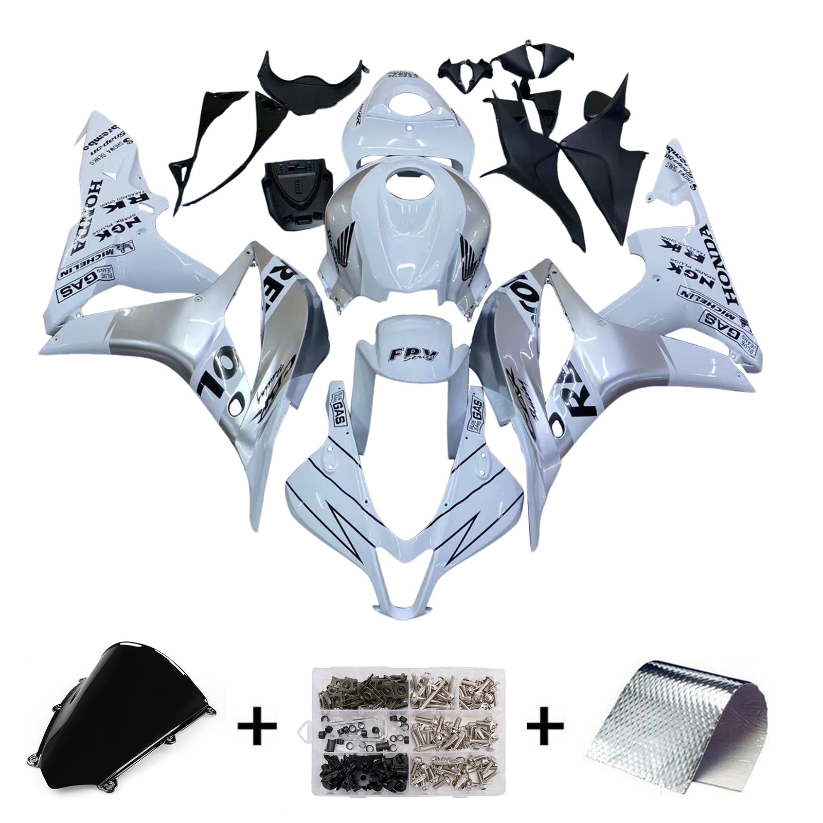 Carenados Amotopart 2007-2008 Honda CBR 600 RR Plata y Blanco Repsol Genérico