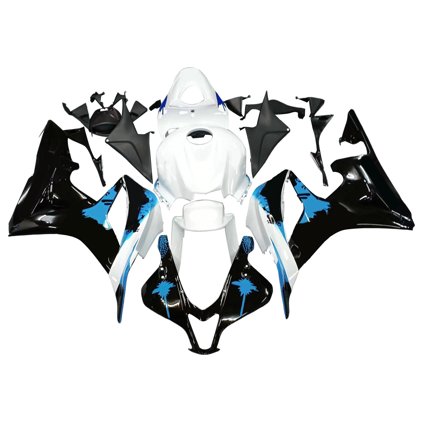 Amotopart Stroomlijnkappen 2007-2008 Honda CBR 600 RR Zwart Wit Blauw Hoek RR Generiek