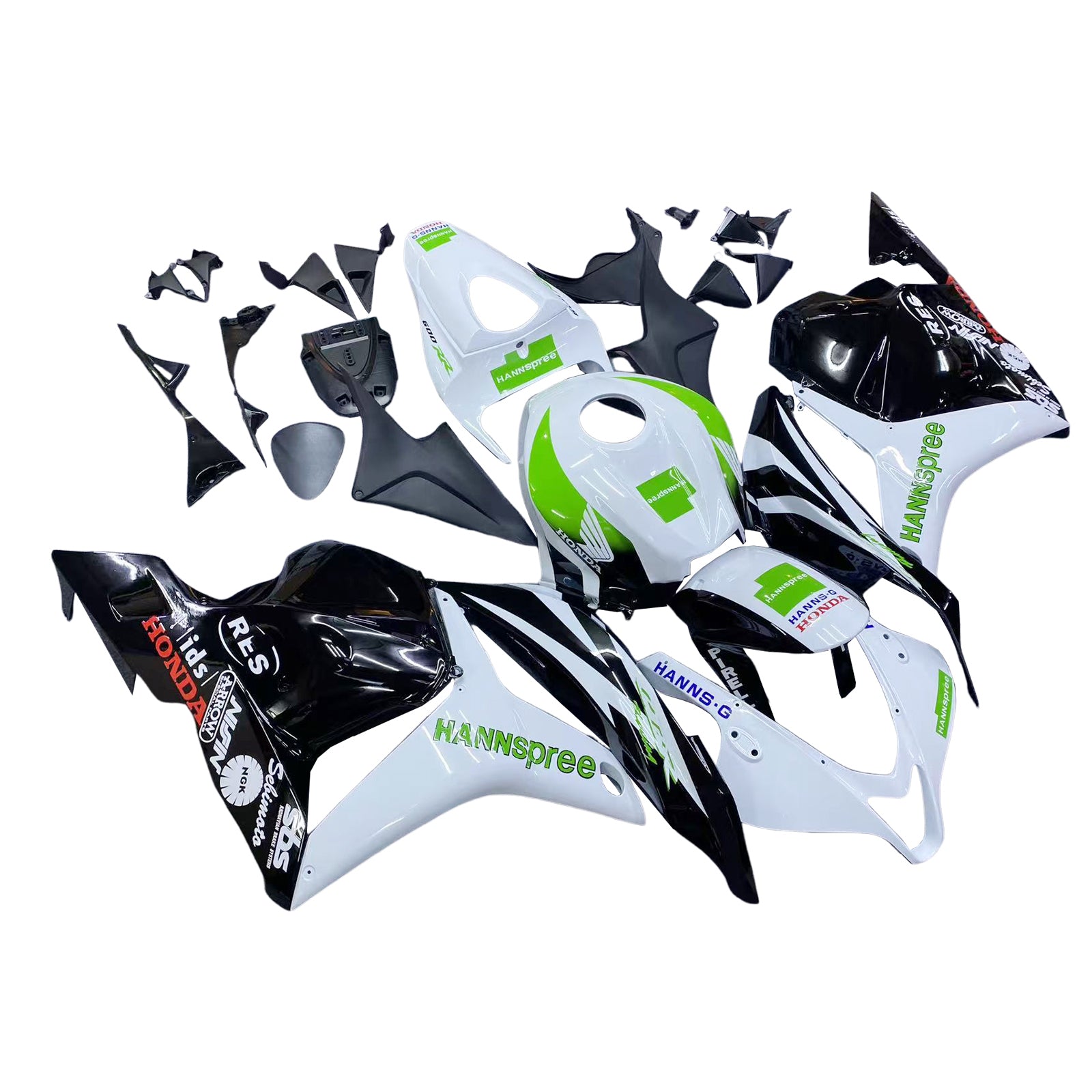 Amotopart Fairing 2009-2012 Honda CBR 600 RR valkoinen ja musta Hannspree Generic