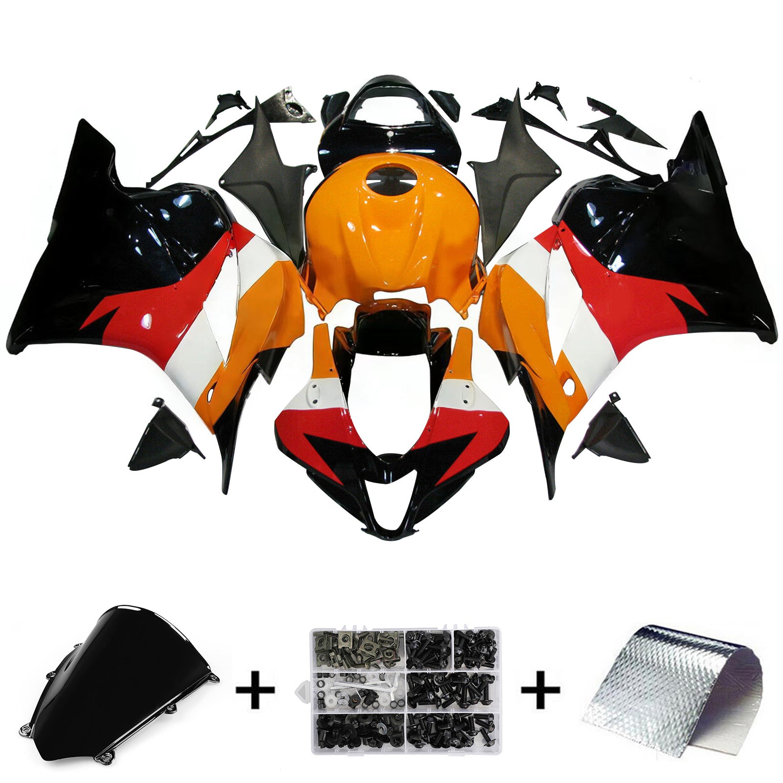 Kit di carenatura Amotopart per Honda CBR 600 RR F5 2009-2012 10 11 Orange Noir Generico
