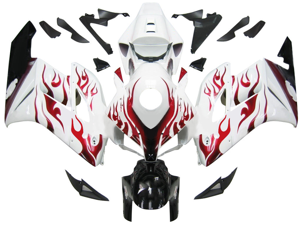 Carénages Amotopart 2004-2005 Honda CBR 1000 RR White & Red Flame Shark Generic